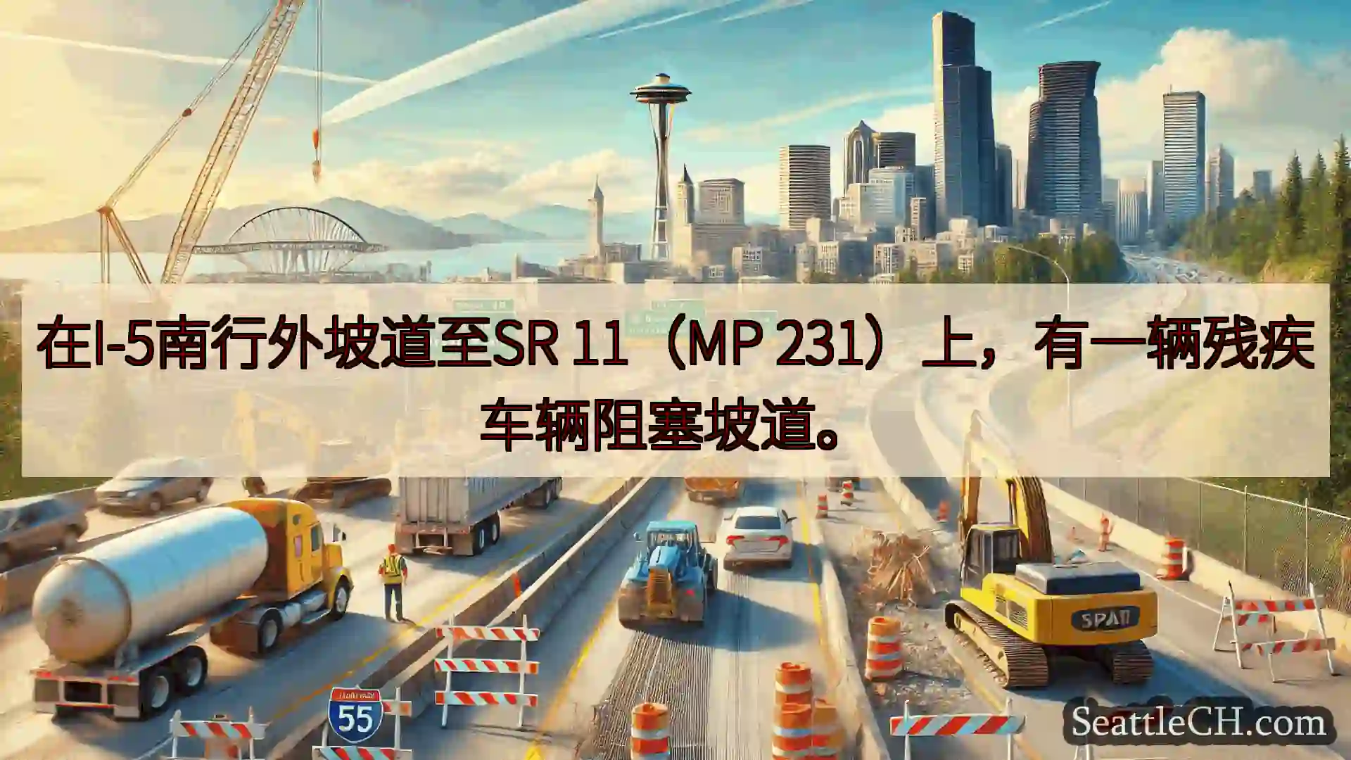 西雅图交通新闻 在I-5南行外坡道至SR 11（MP