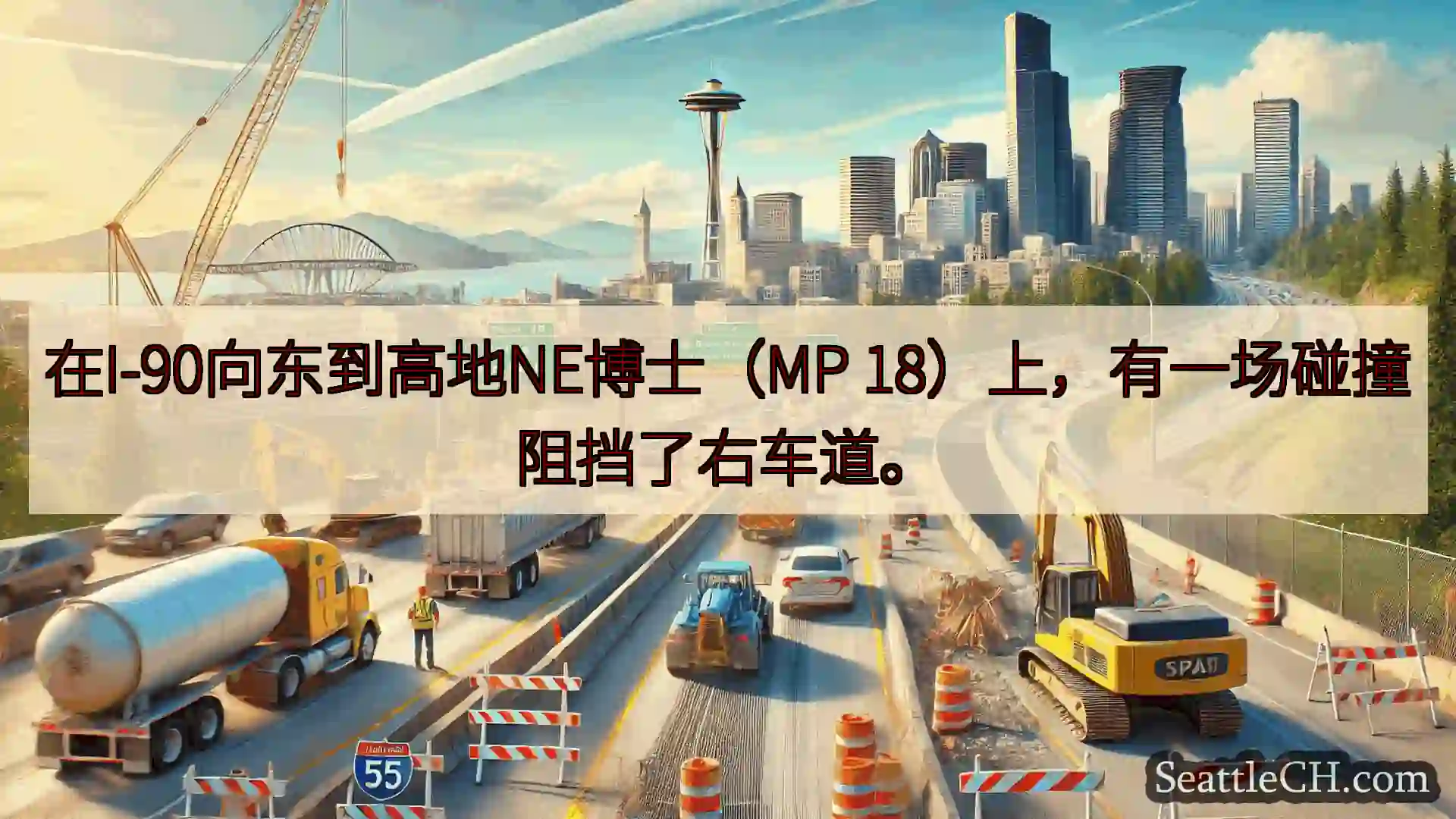 西雅图交通新闻 在I-90向东到高地NE博士（MP 18）上，有一场碰撞阻挡了右车道。
