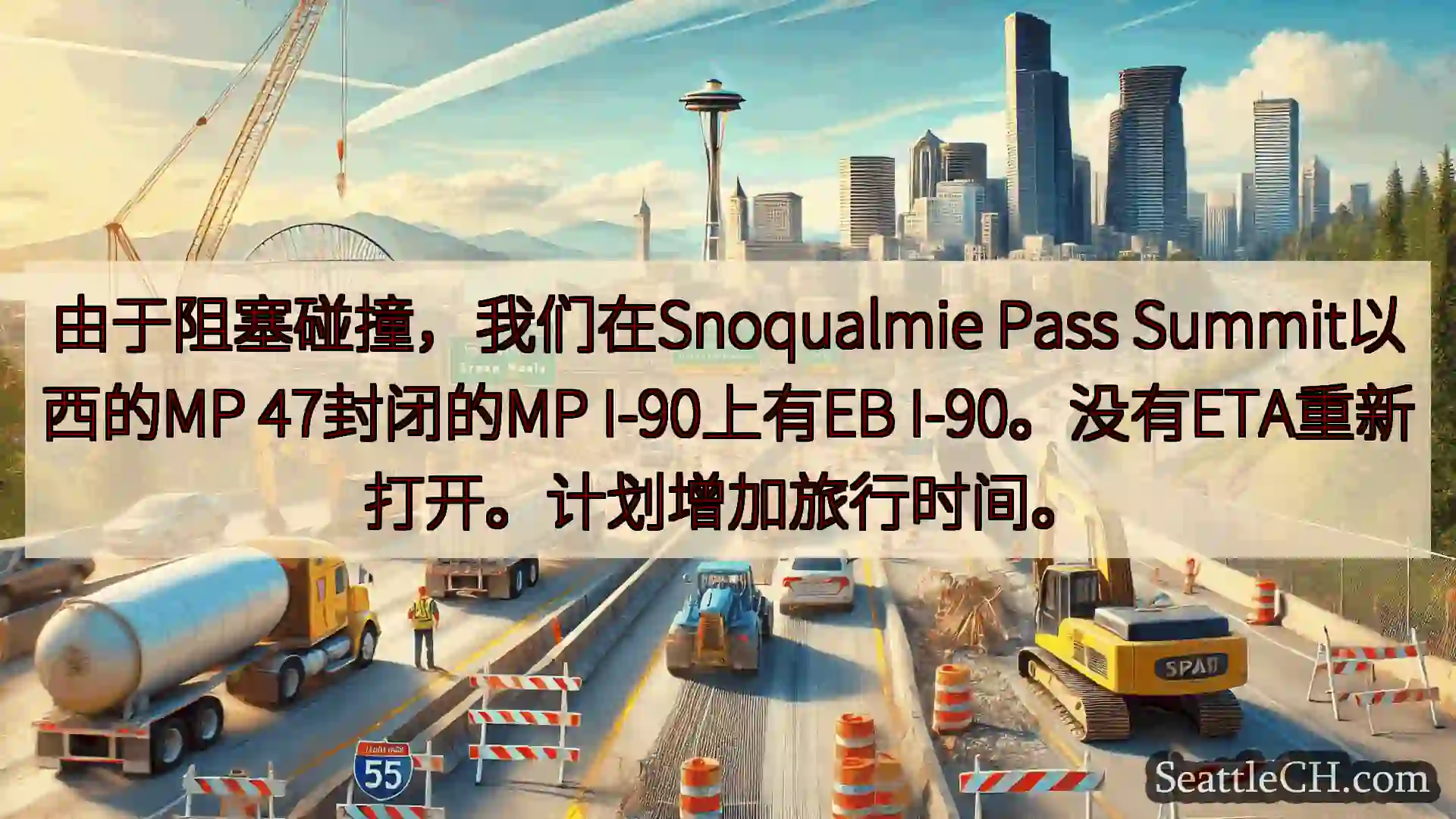 西雅图交通新闻 由于阻塞碰撞，我们在Snoqualmie Pass