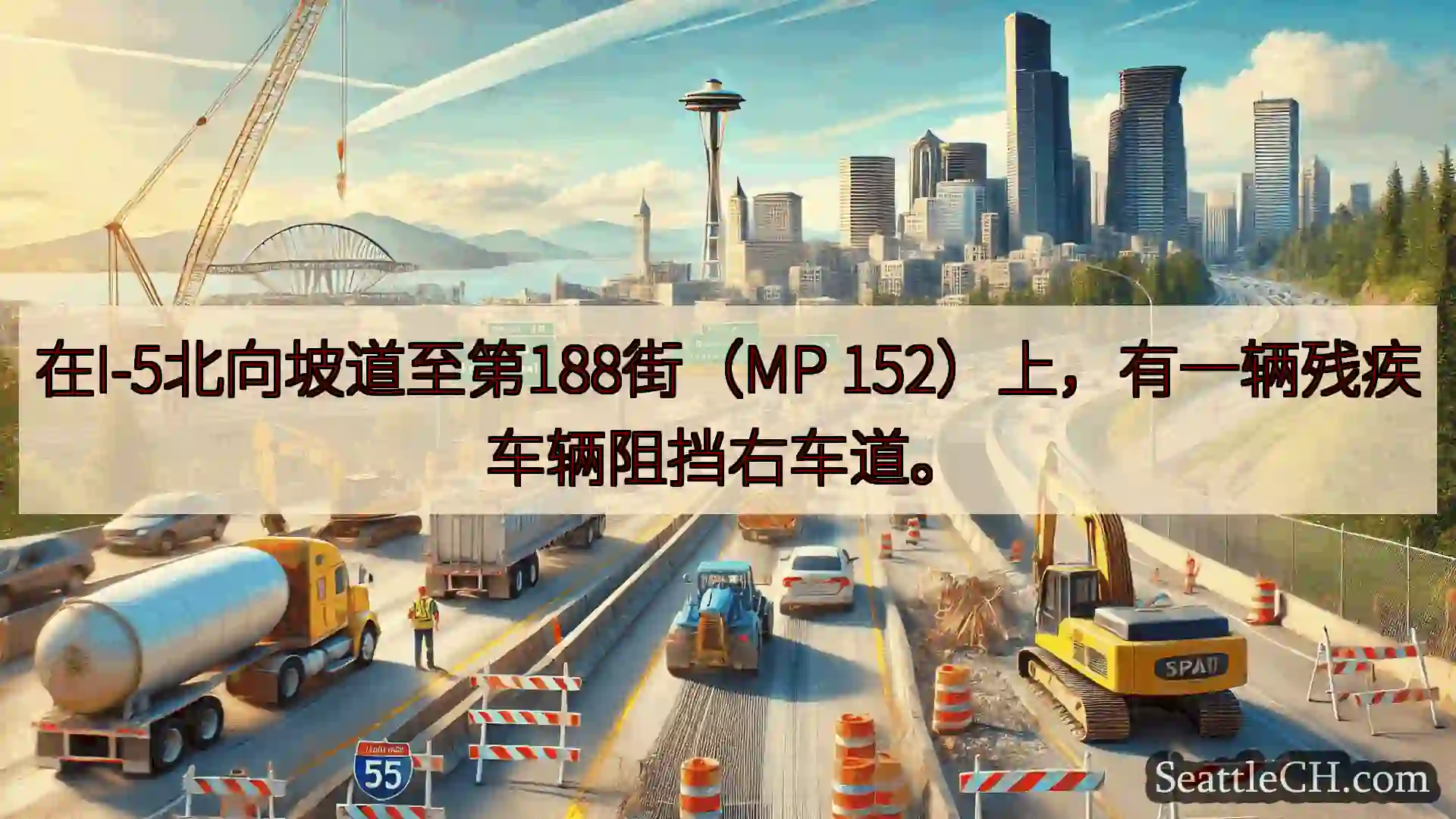 西雅图交通新闻 在I-5北向坡道至第188街（MP