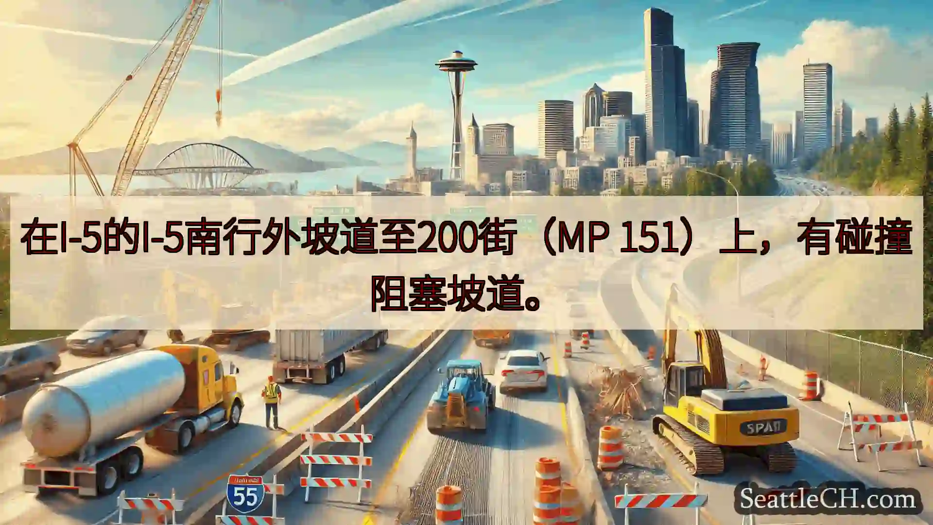 西雅图交通新闻 在I-5的I-5南行外坡道至200街（MP