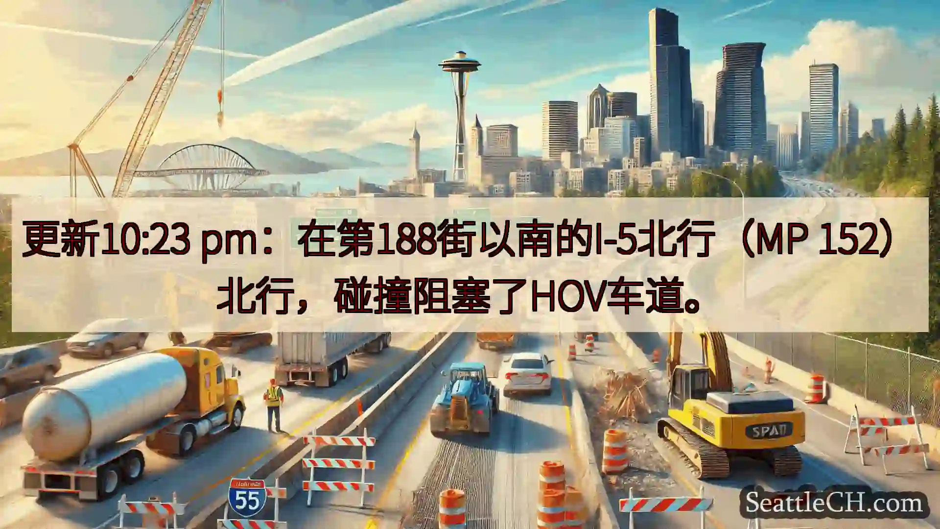 西雅图交通新闻 更新10:23 pm：在第188街以南的I-5北行（MP