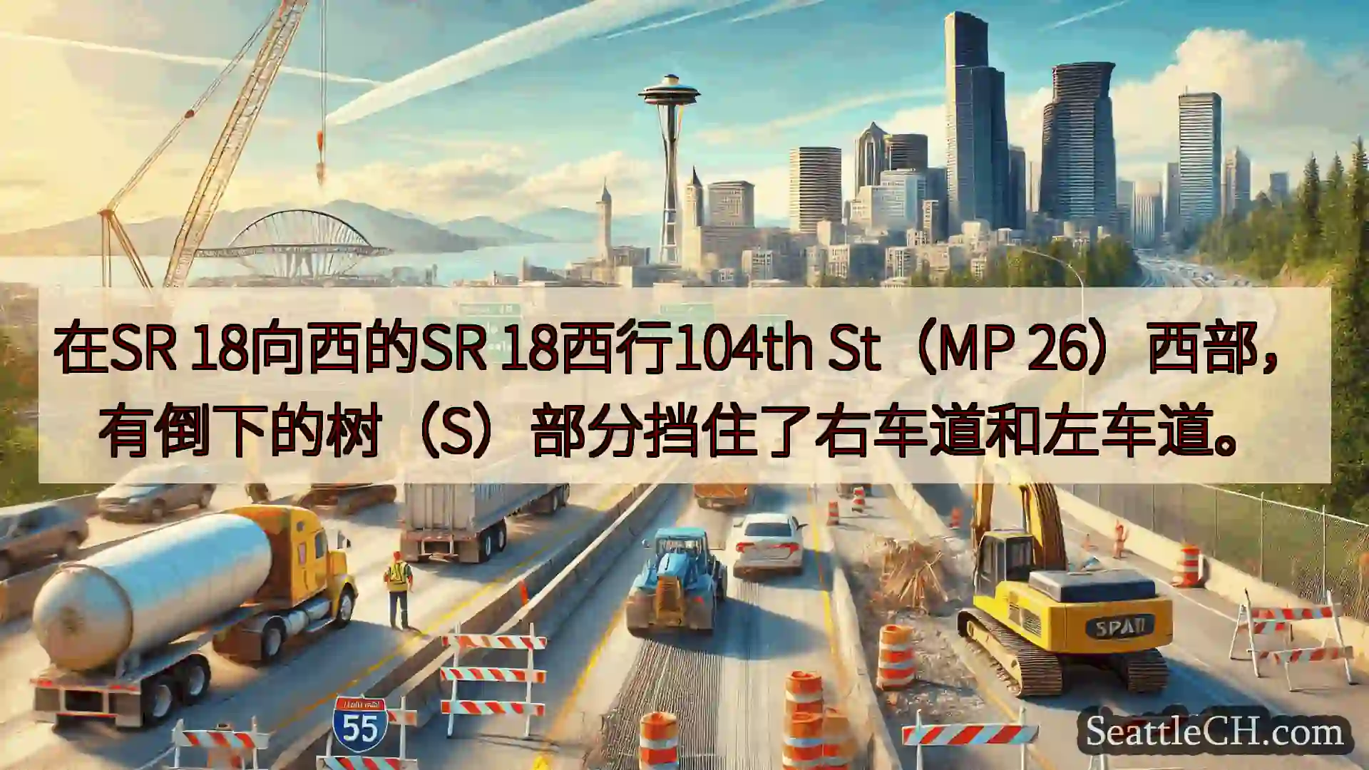 西雅图交通新闻 在SR 18向西的SR 18西行104th St（MP