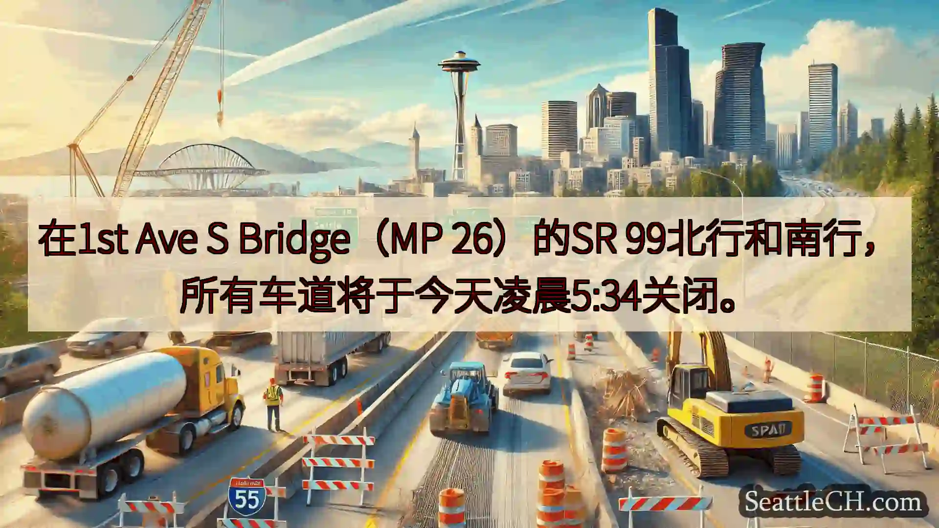 西雅图交通新闻 在1st Ave S Bridge（MP 26）的SR