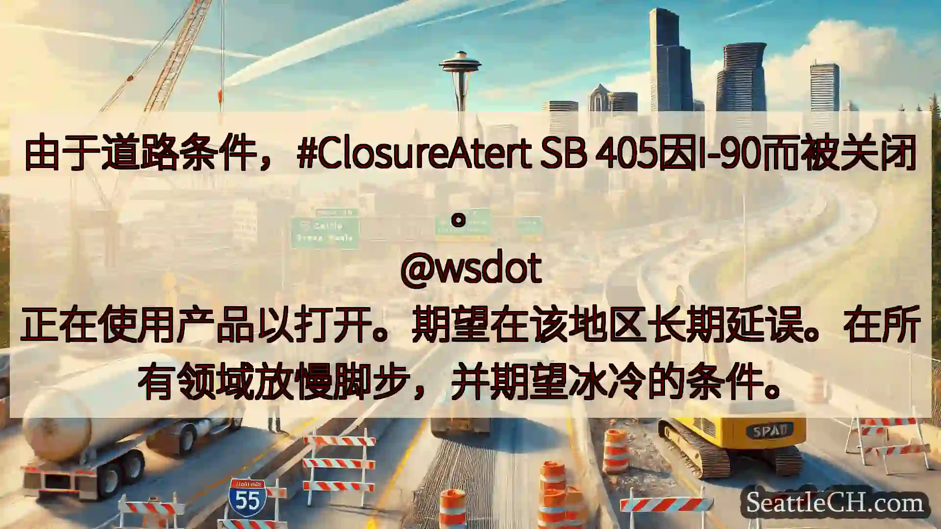 西雅图交通新闻 由于道路条件，#ClosureAtert SB