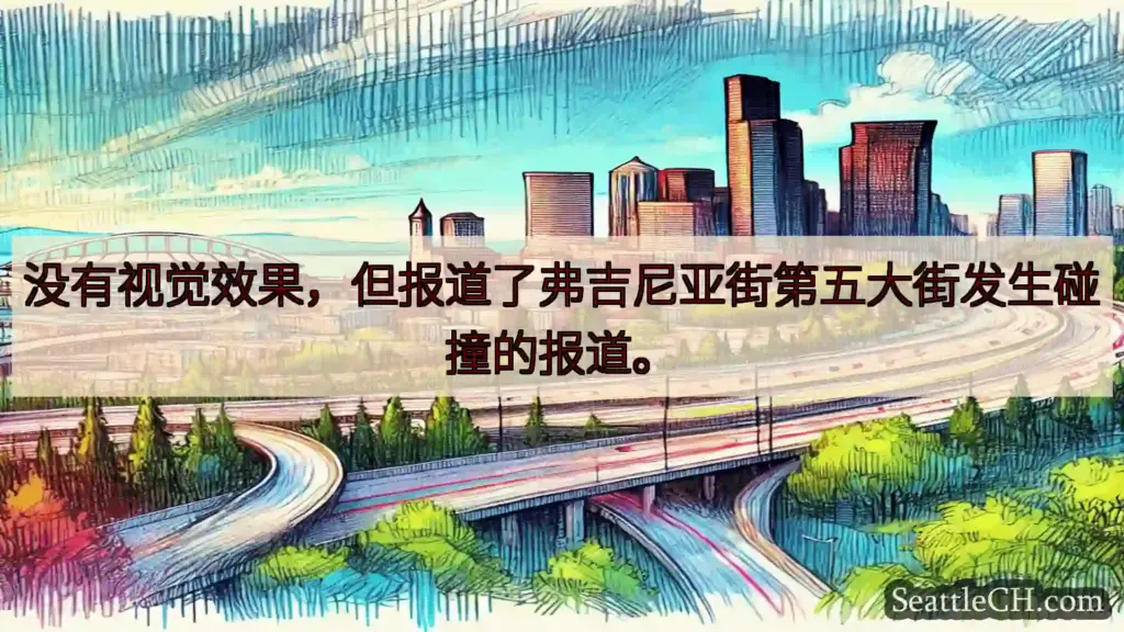 西雅图交通新闻 没有视觉效果，但报道了弗吉尼亚街第五大街发生碰撞的报道。