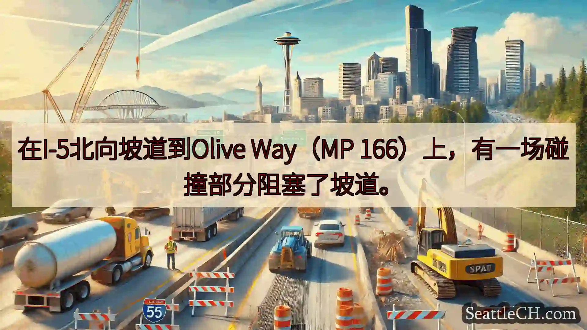 西雅图交通新闻 在I-5北向坡道到Olive Way（MP