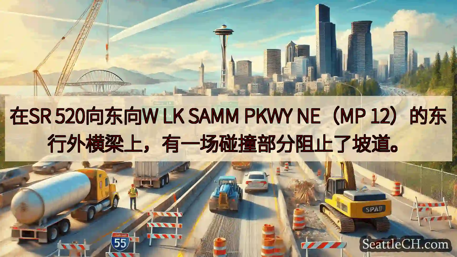 西雅图交通新闻 在SR 520向东向W LK SAMM PKWY NE（MP