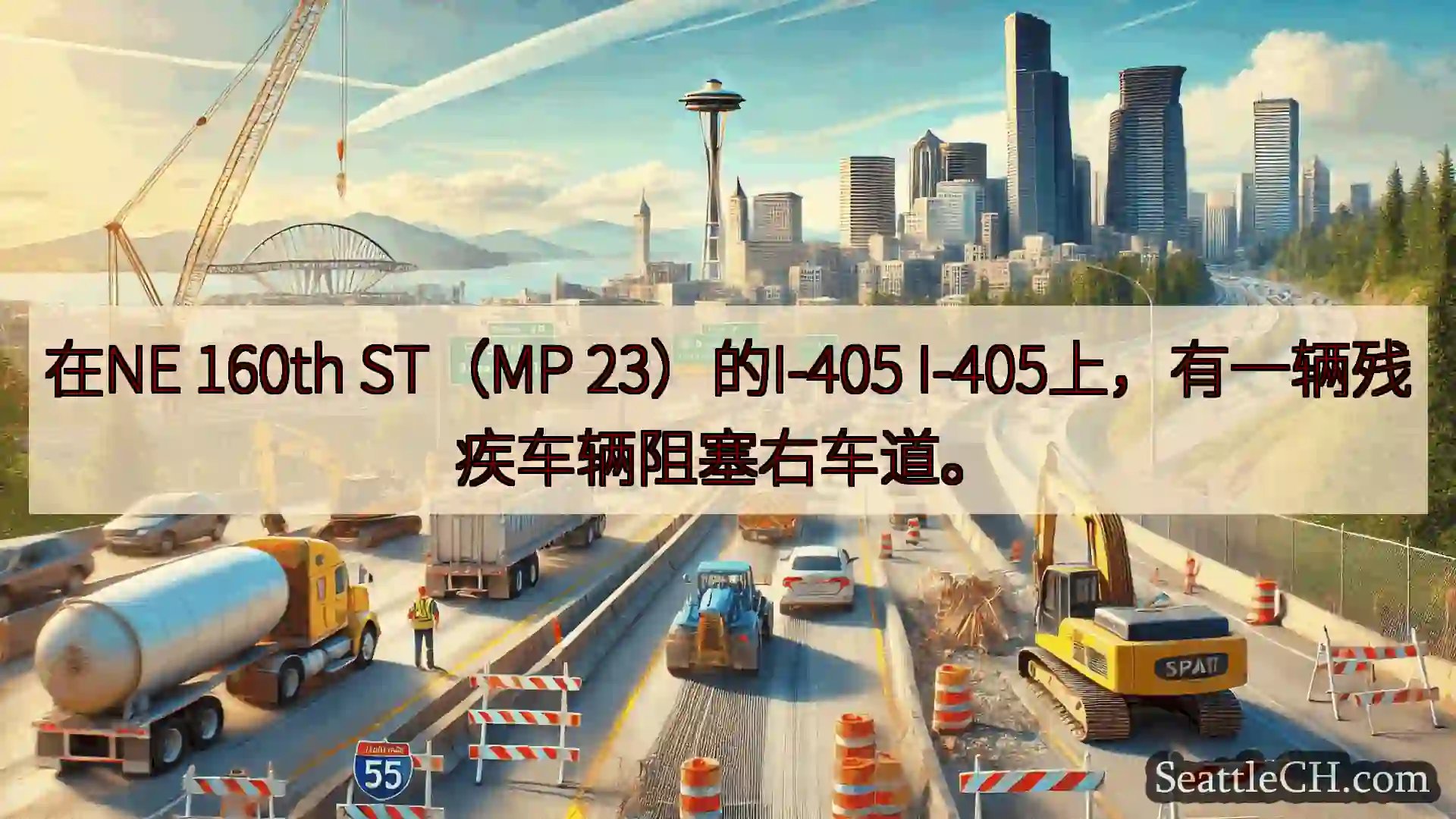 西雅图交通新闻 在NE 160th ST（MP 23）的I-405