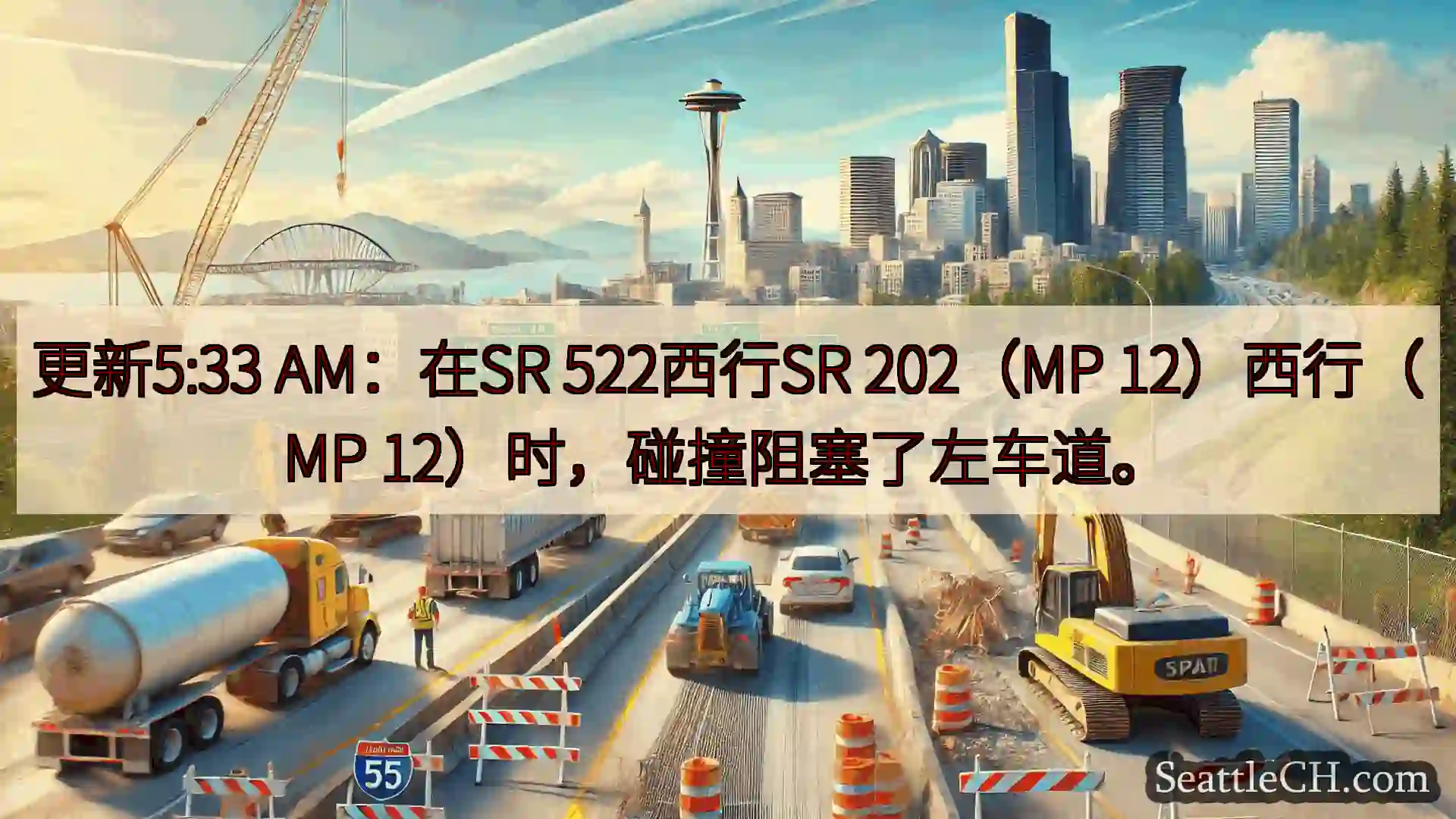 西雅图交通新闻 更新5:33 AM：在SR 522西行SR 202（MP