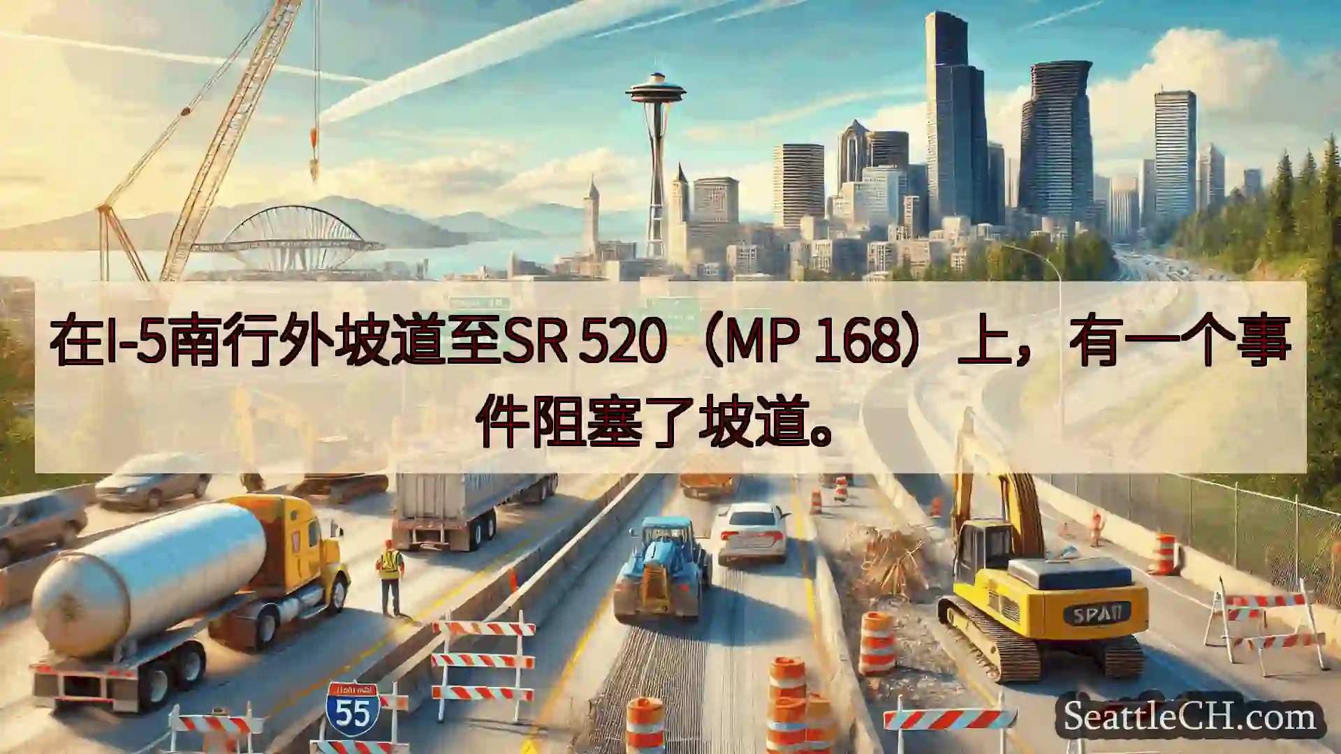 西雅图交通新闻 在I-5南行外坡道至SR 520（MP