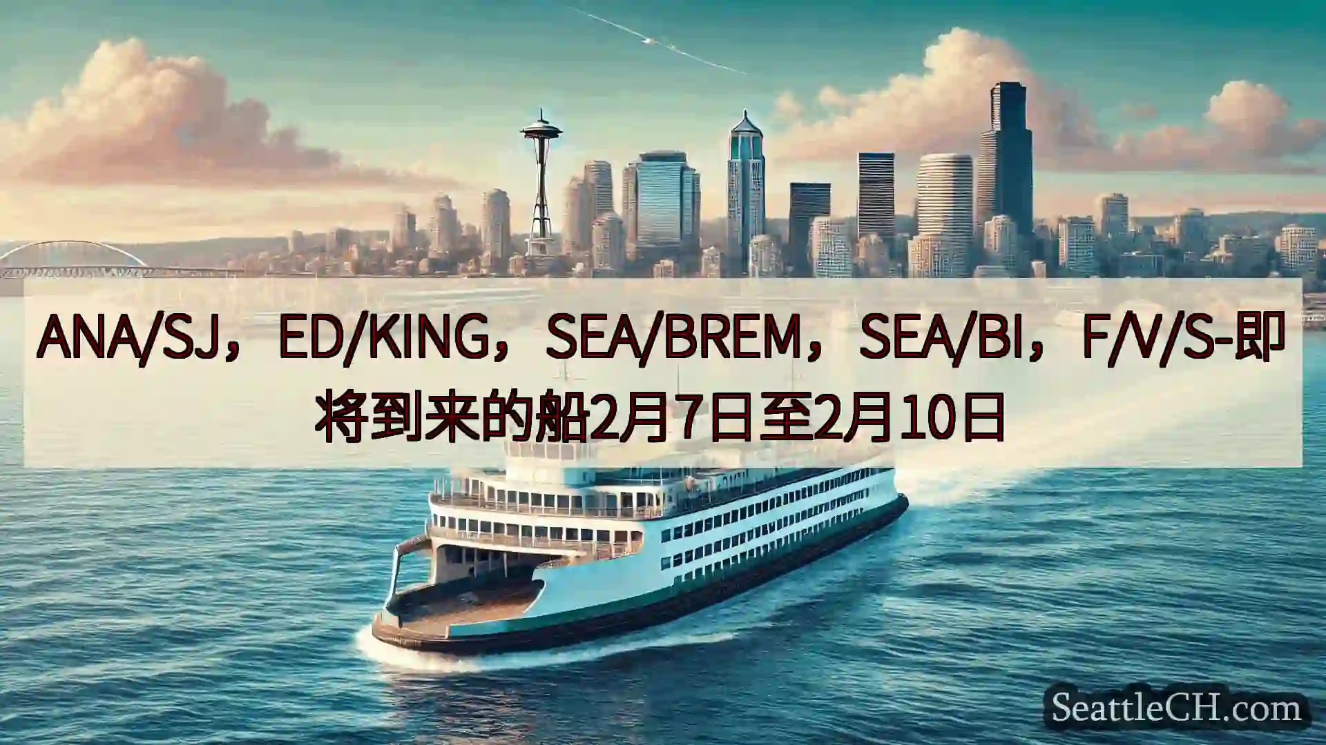 西雅图渡轮新闻 ANA/SJ，ED/KING，SEA/BREM，SEA/BI，F/V/