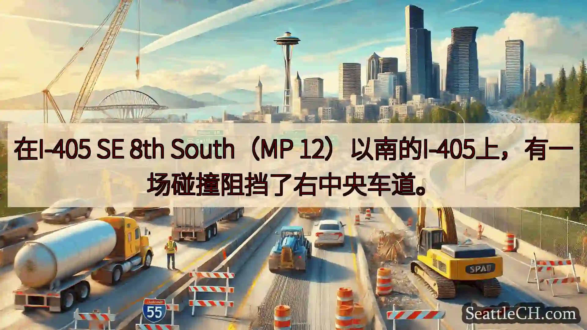 西雅图交通新闻 在I-405 SE 8th South（MP