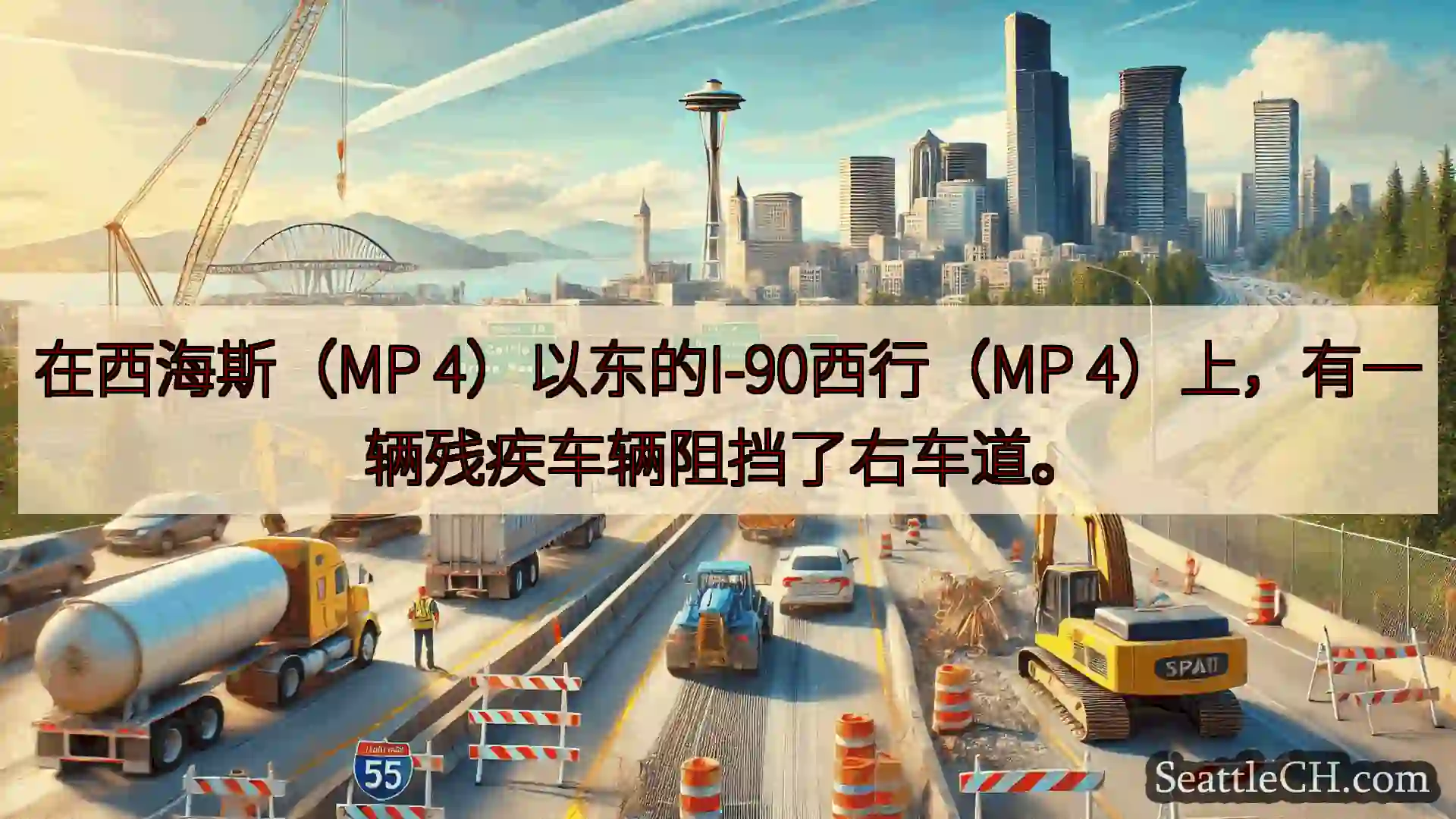 西雅图交通新闻 在西海斯（MP 4）以东的I-90西行（MP