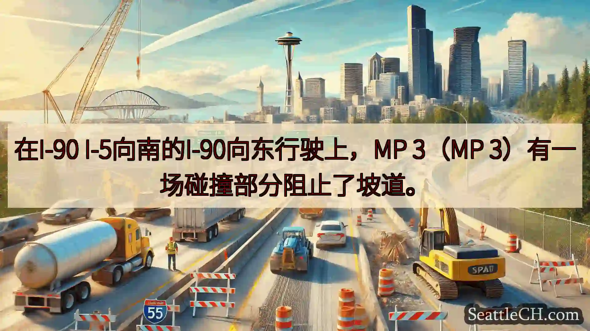 西雅图交通新闻 在I-90 I-5向南的I-90向东行驶上，MP 3（MP