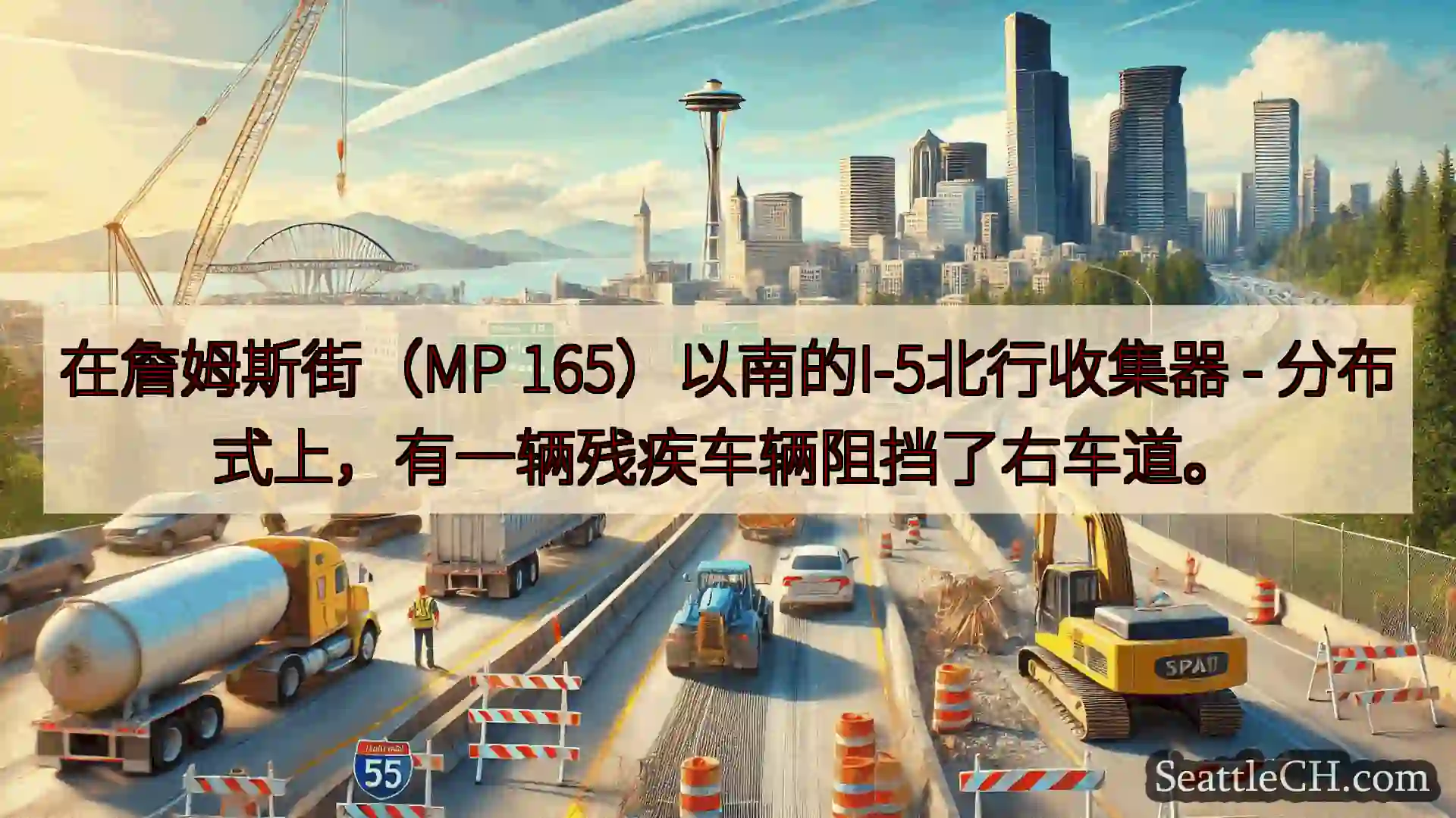 西雅图交通新闻 在詹姆斯街（MP 165）以南的I-5北行收集器 -