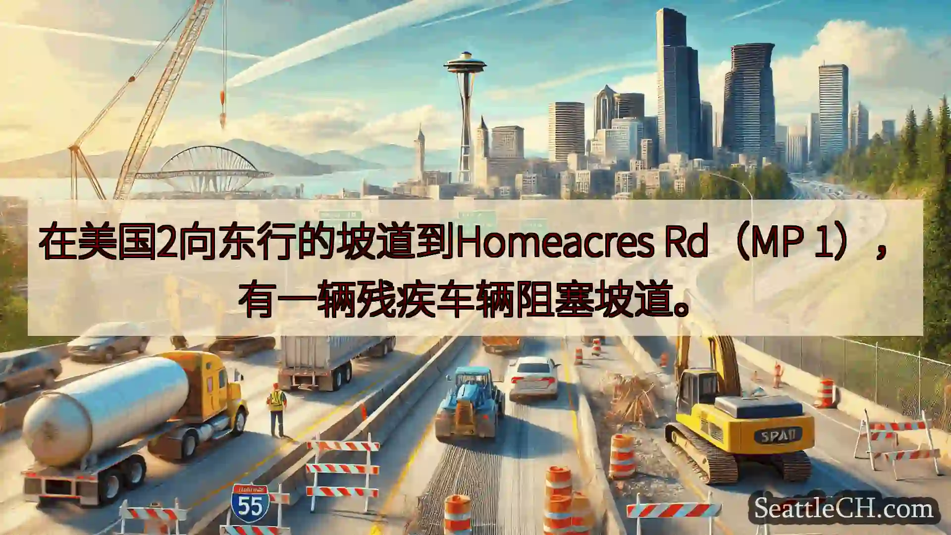 西雅图交通新闻 在美国2向东行的坡道到Homeacres Rd（MP