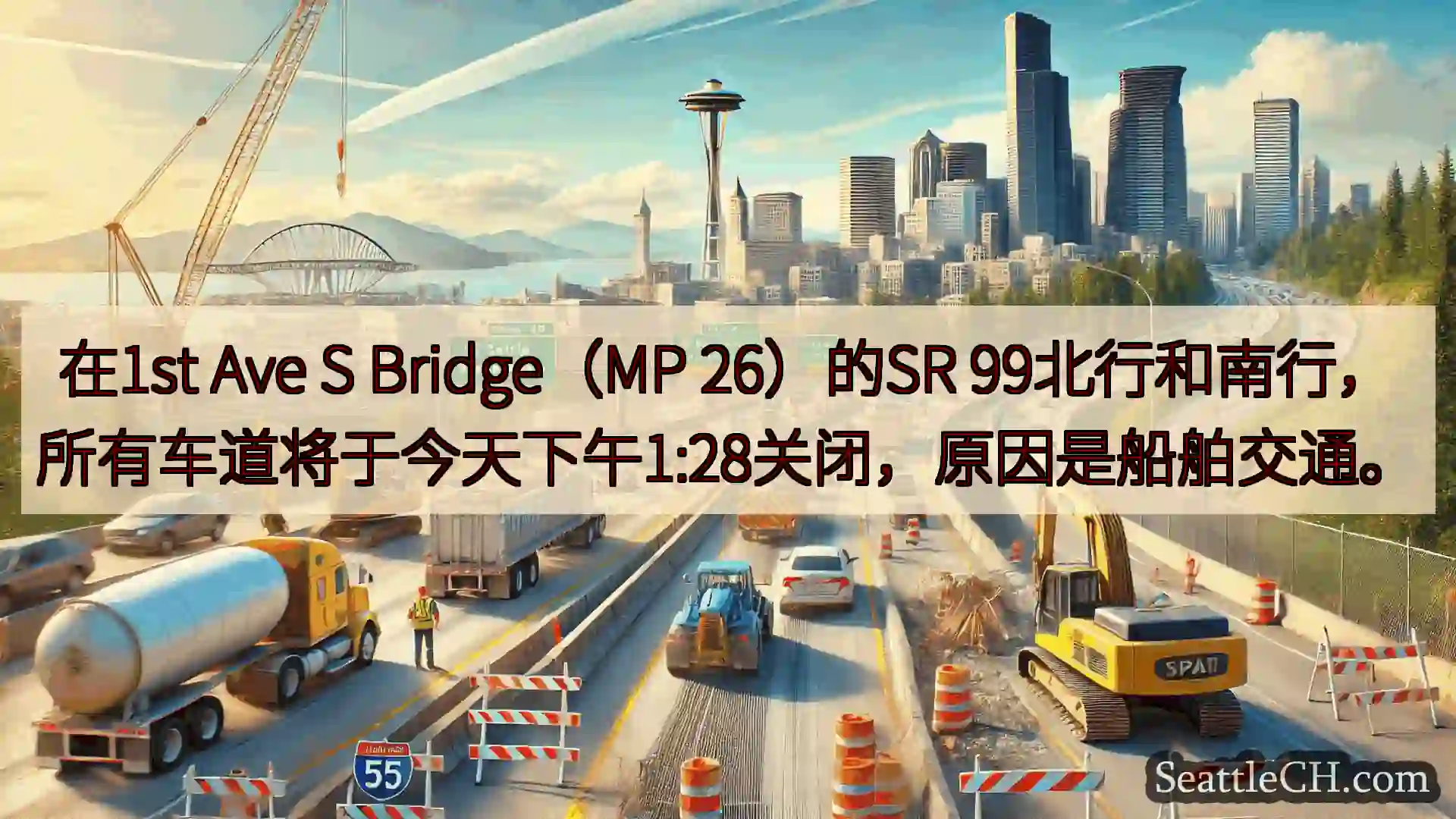 在1st Ave S Bridge（MP 26）的SR