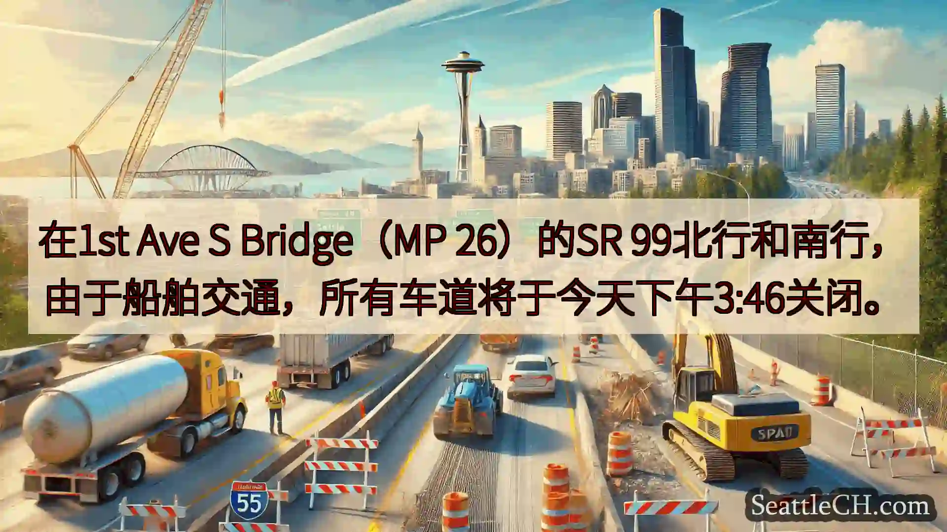 在1st Ave S Bridge（MP 26）的SR