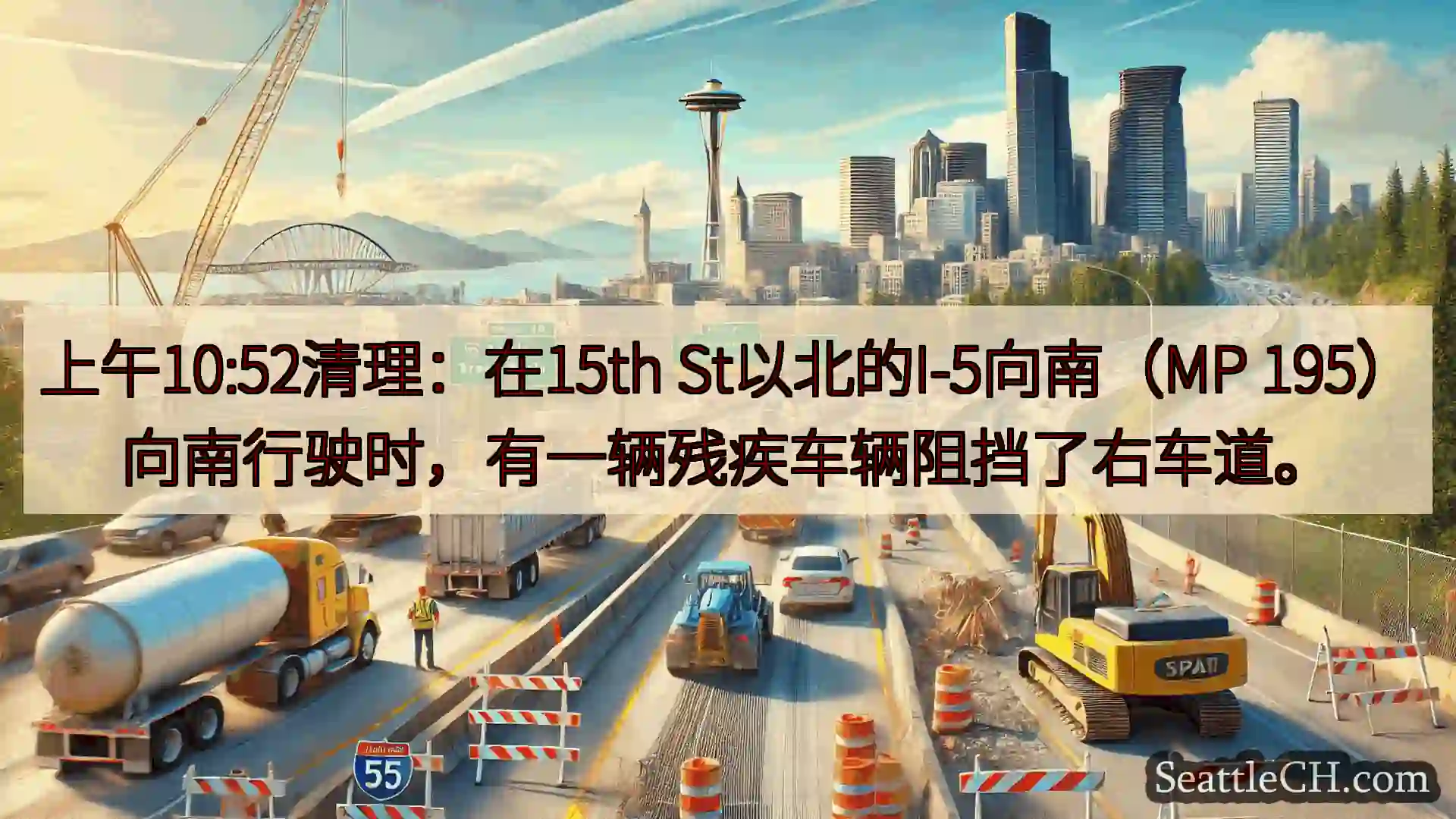 上午10:52清理：在15th St以北的I-5向南（MP