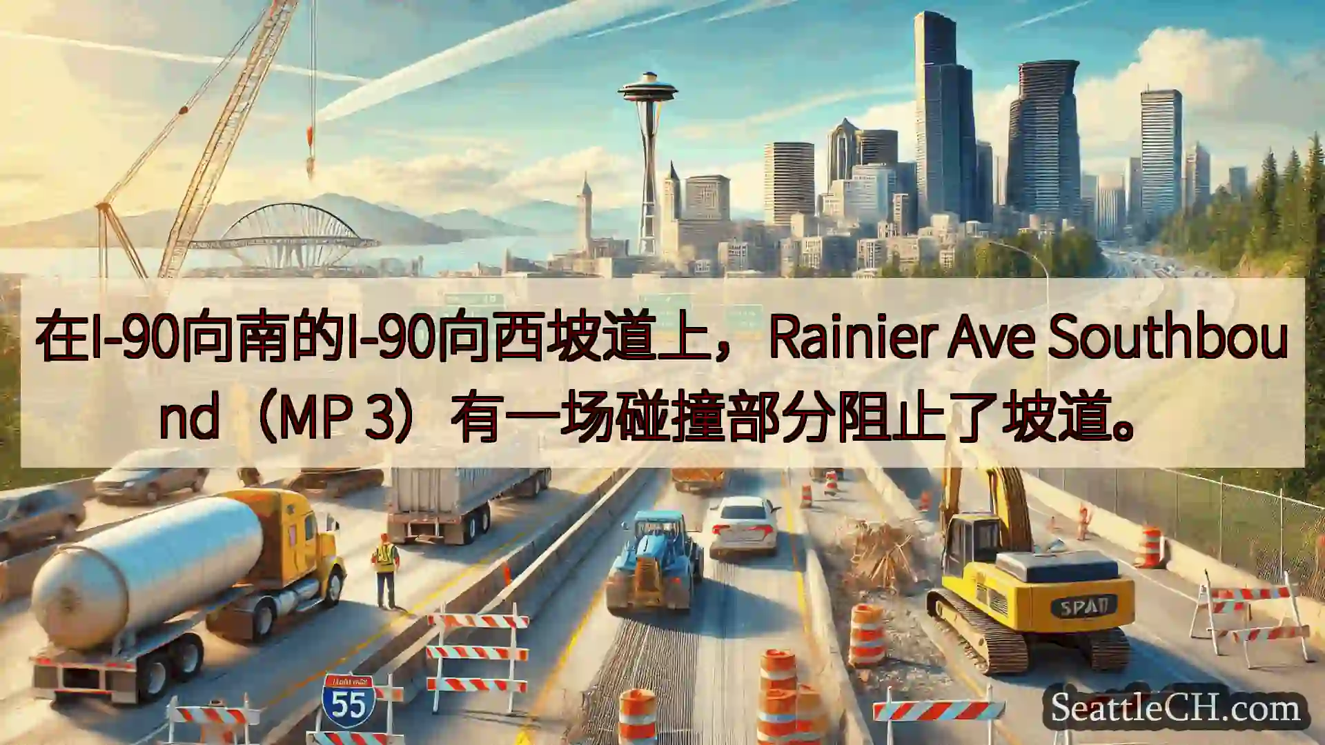 在I-90向南的I-90向西坡道上，Rainier Ave Southbound（MP