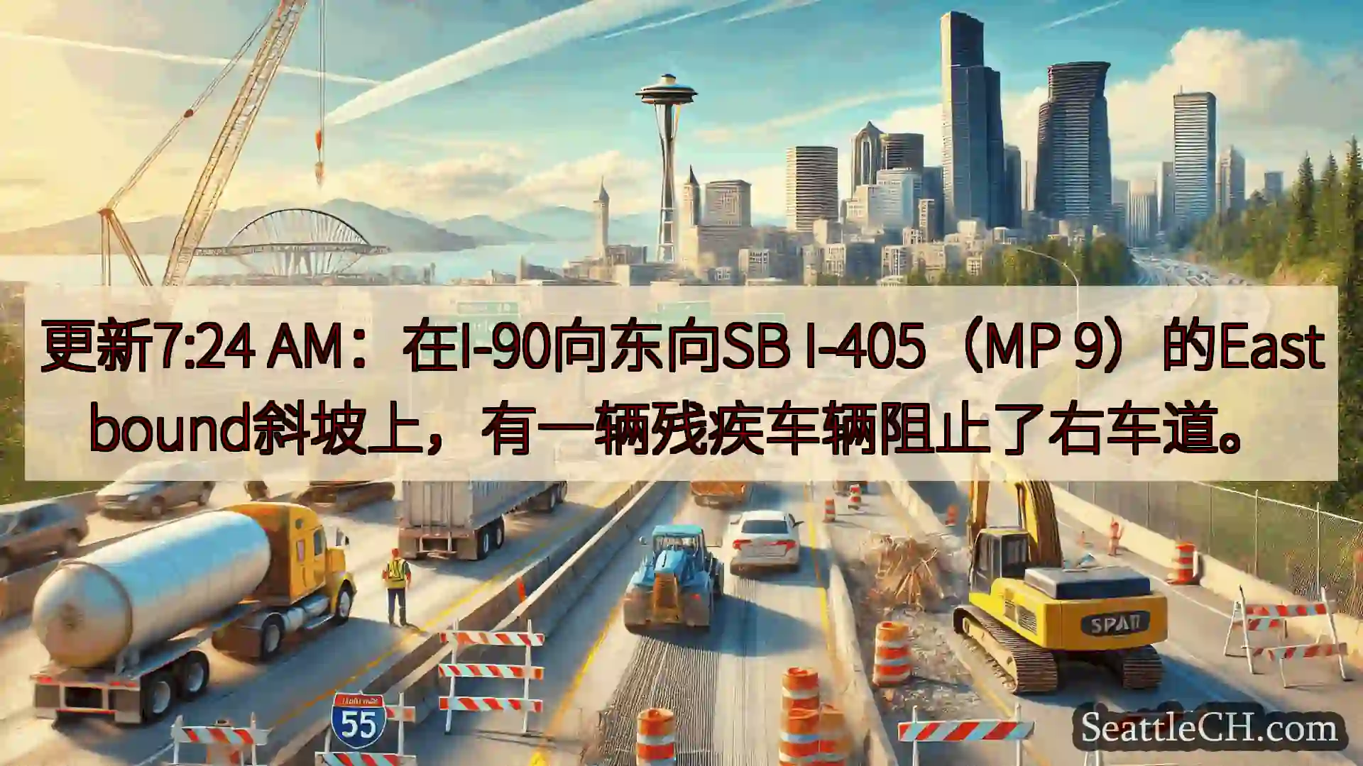 更新7:24 AM：在I-90向东向SB I-405（MP