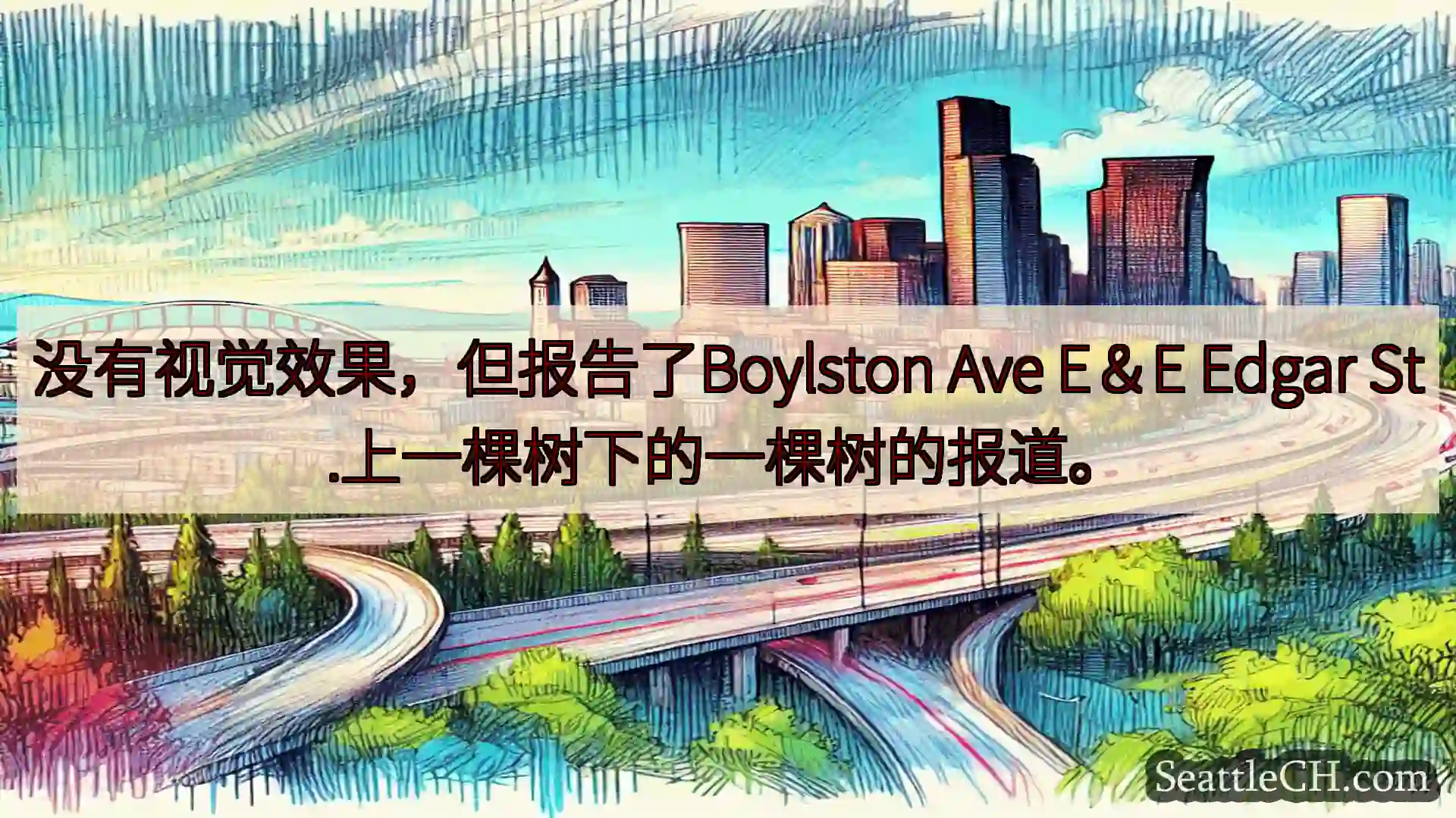 没有视觉效果，但报告了Boylston Ave E＆E Edgar St.上一棵树下的一棵树的报道。