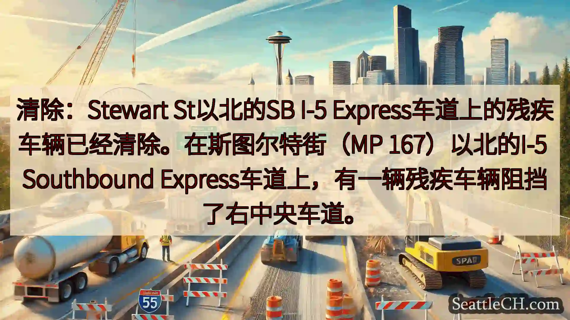 清除：Stewart St以北的SB I-5