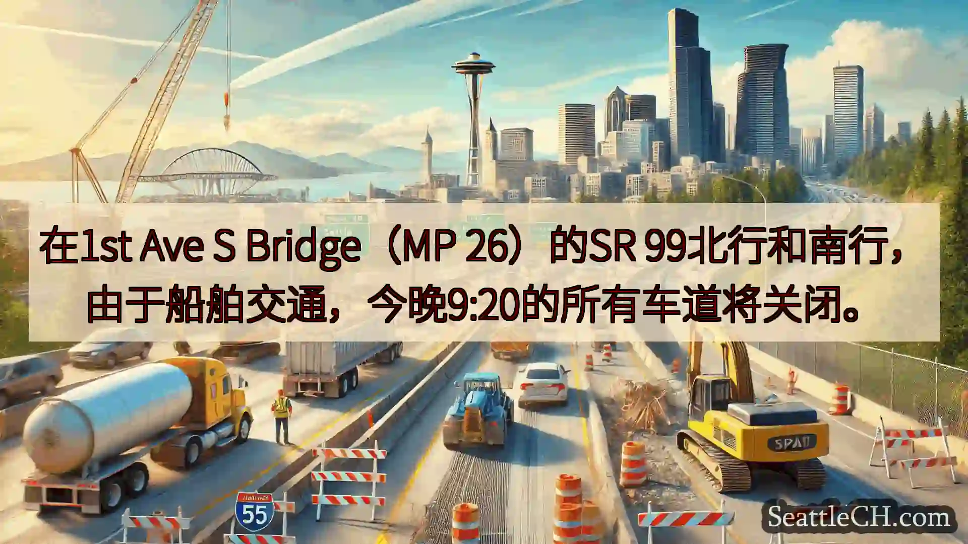 在1st Ave S Bridge（MP 26）的SR