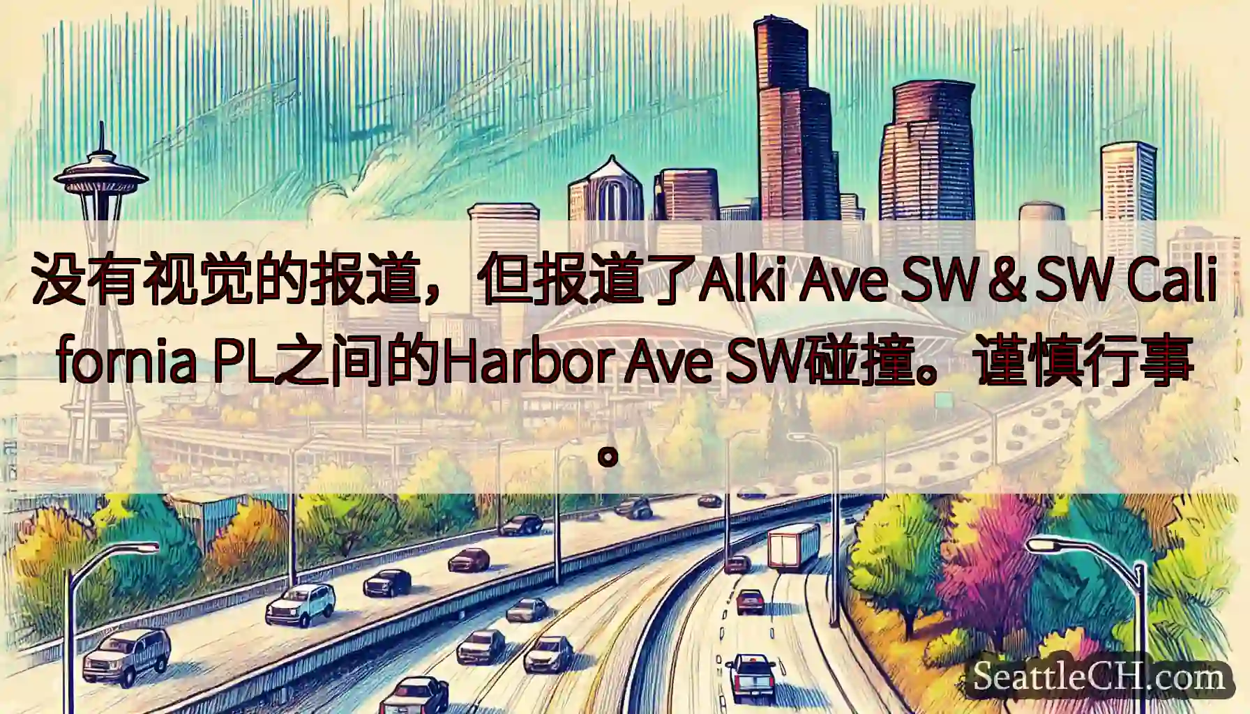 没有视觉的报道，但报道了Alki Ave SW＆SW California PL之间的Harbor