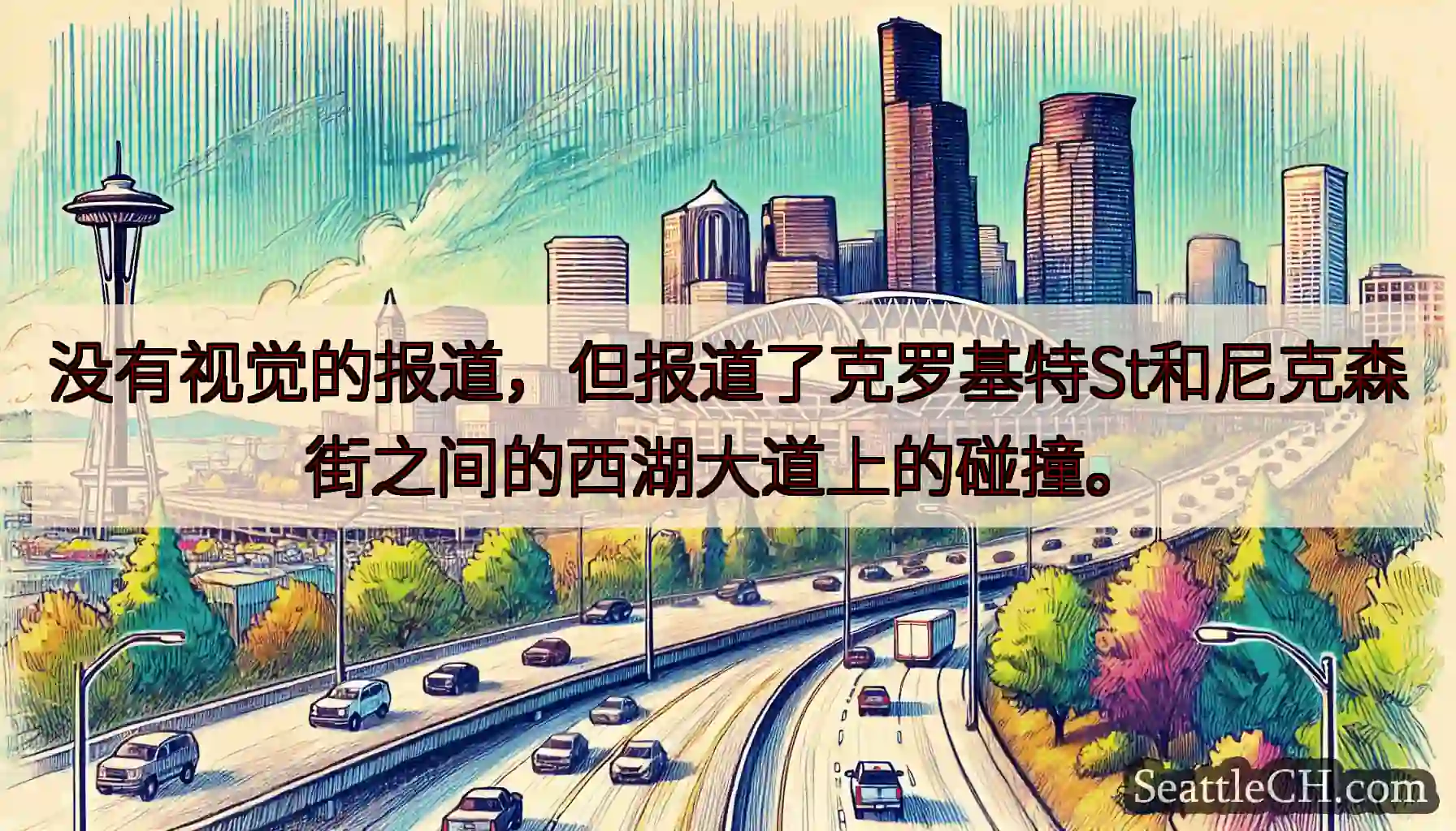 没有视觉的报道，但报道了克罗基特St和尼克森街之间的西湖大道上的碰撞。