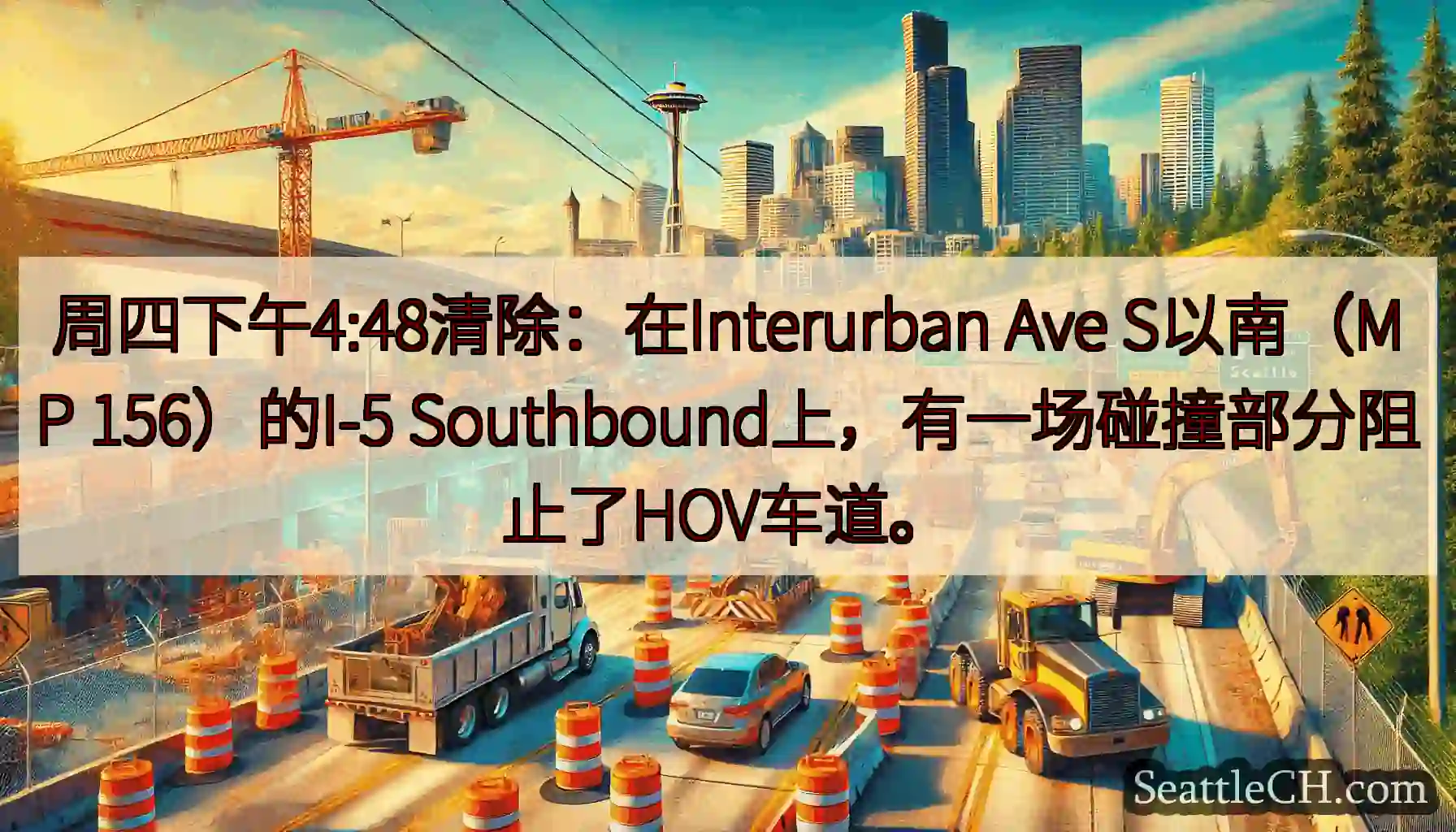 周四下午4:48清除：在Interurban Ave S以南（MP 156）的I-5