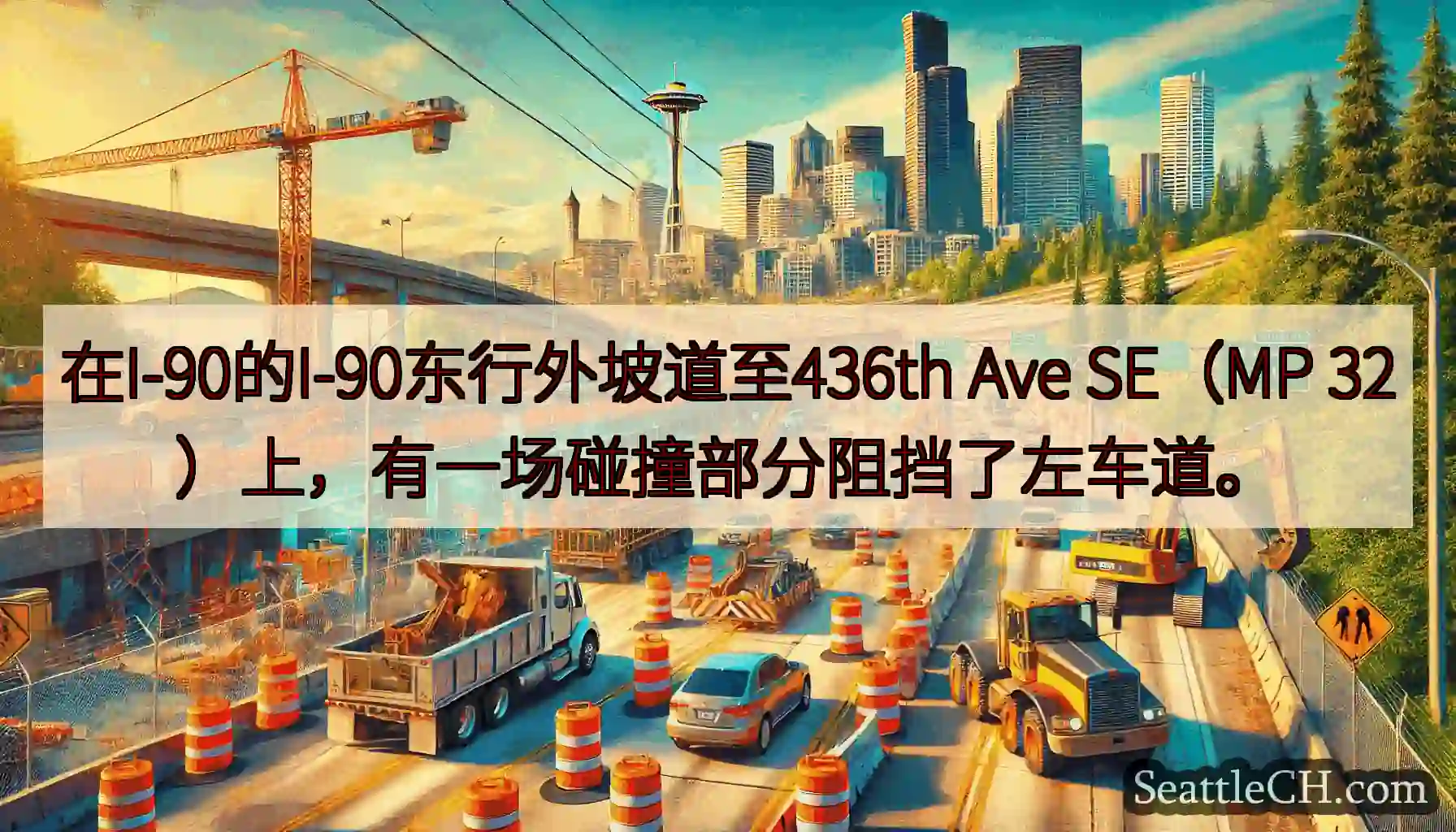 在I-90的I-90东行外坡道至436th Ave SE（MP