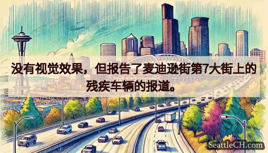 没有视觉效果，但报告了麦迪逊街第7大街上的残疾车辆的报道。