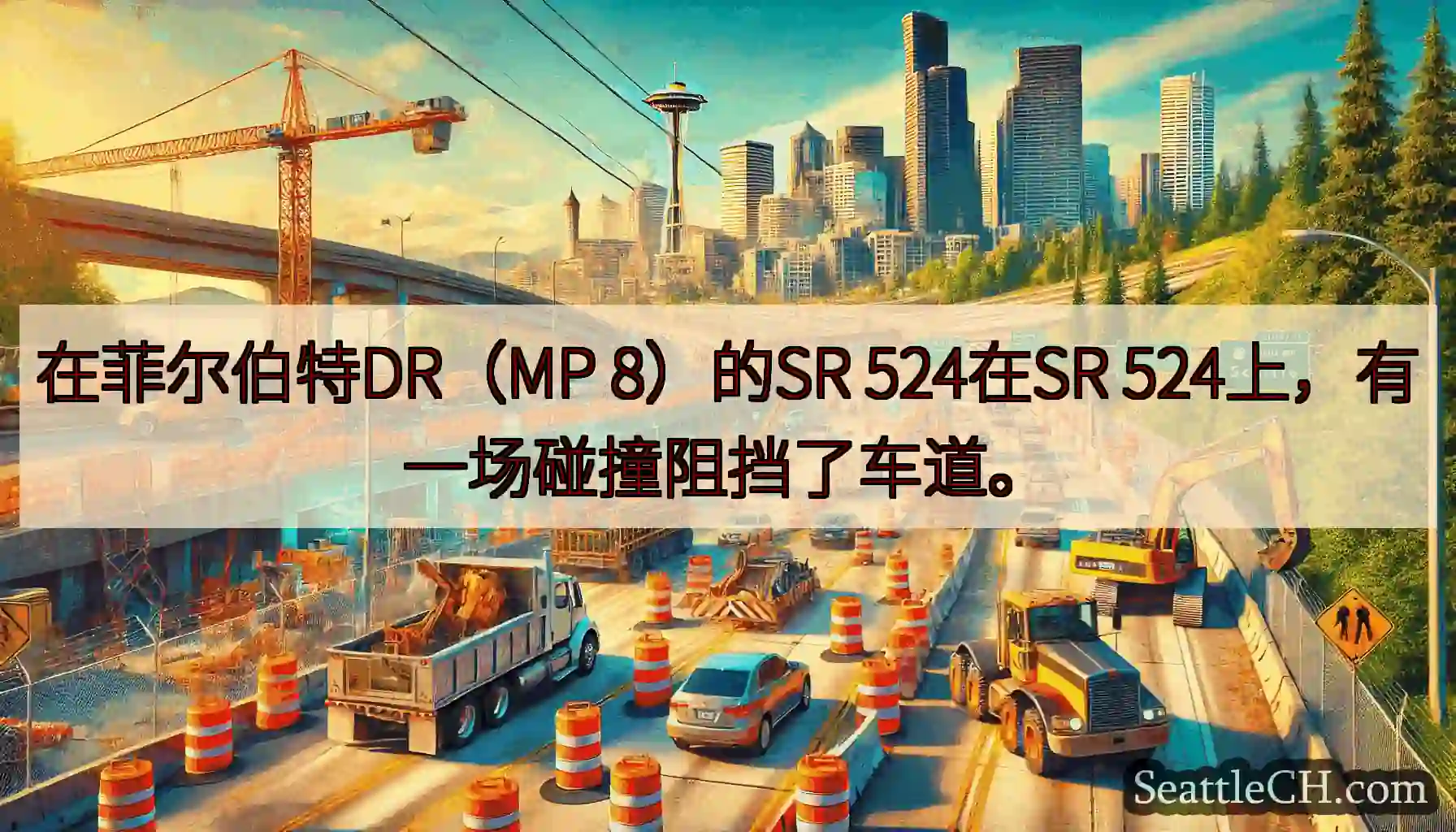 在菲尔伯特DR（MP 8）的SR 524在SR 524上，有一场碰撞阻挡了车道。
