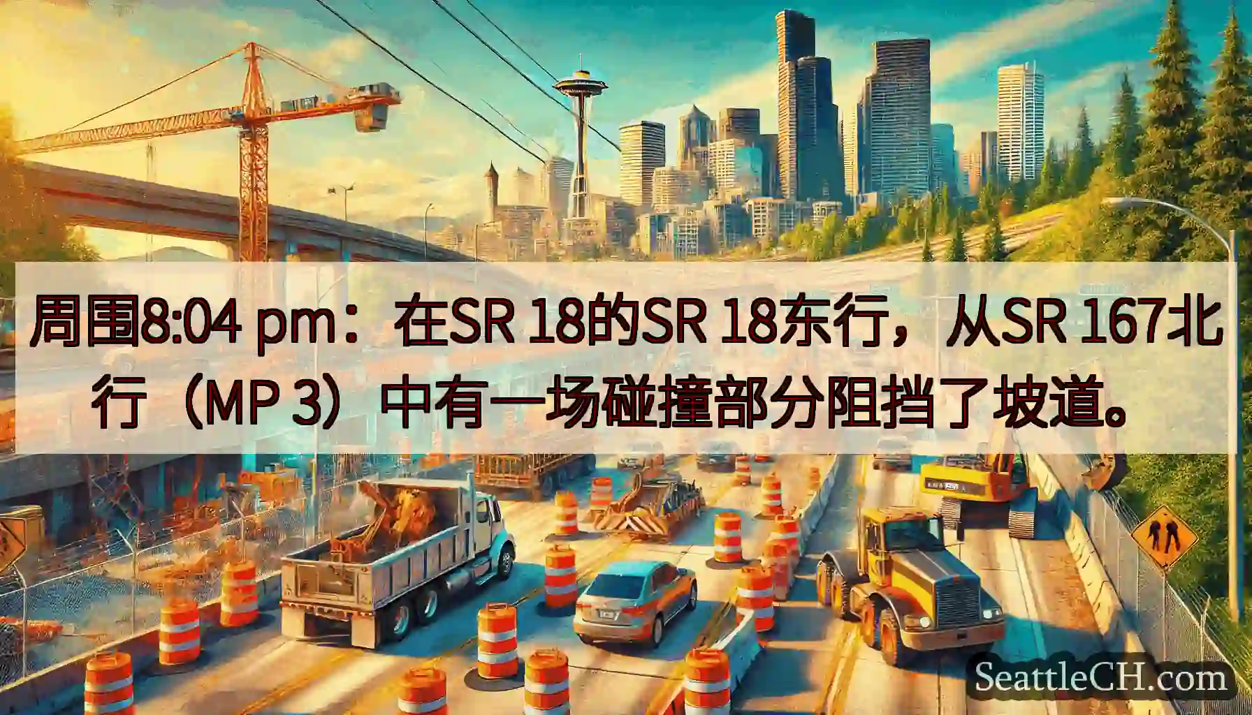 周围8:04 pm：在SR 18的SR 18东行，从SR 167北行（MP