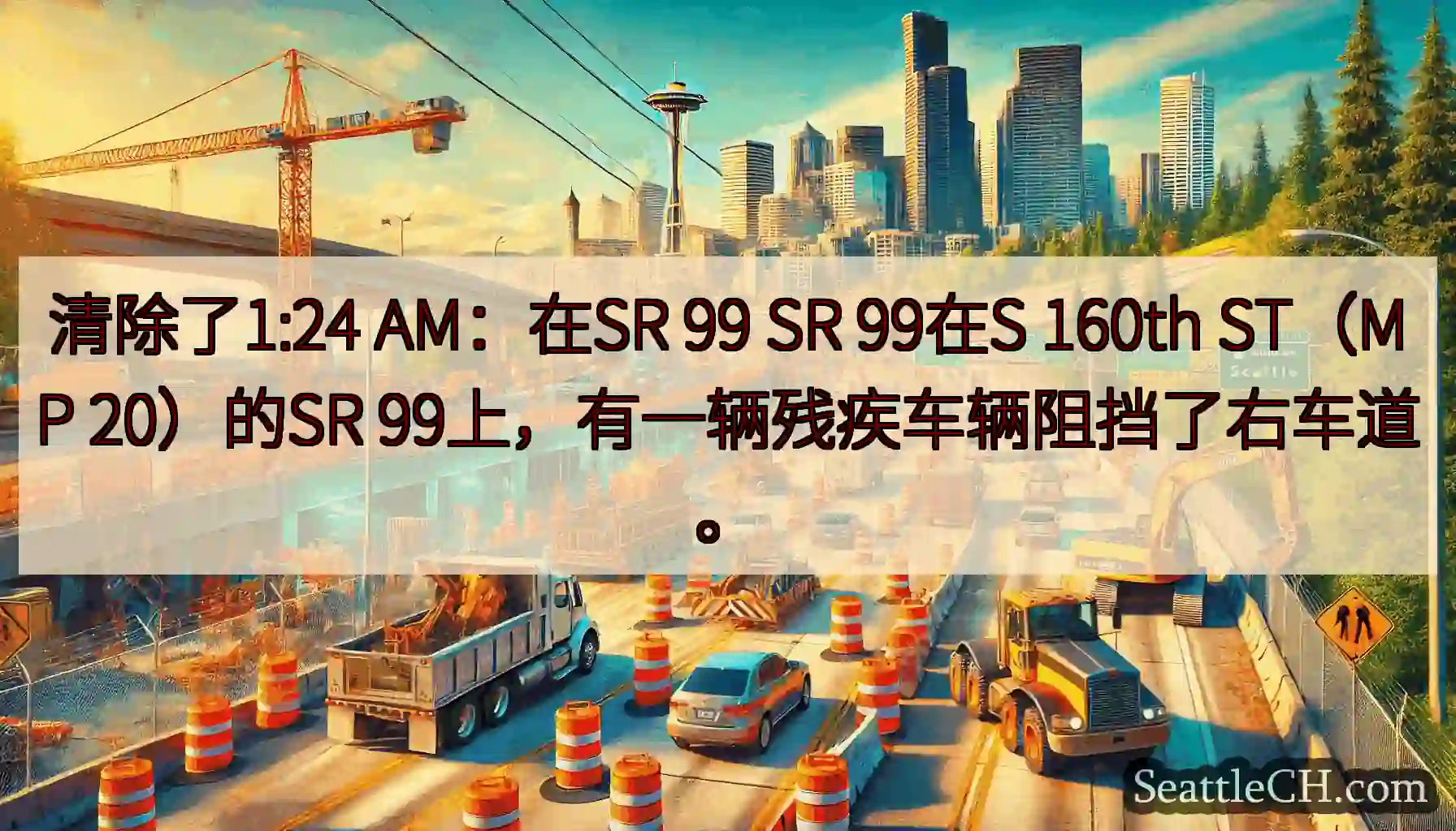 清除了1:24 AM：在SR 99 SR 99在S 160th ST（MP 20）的SR