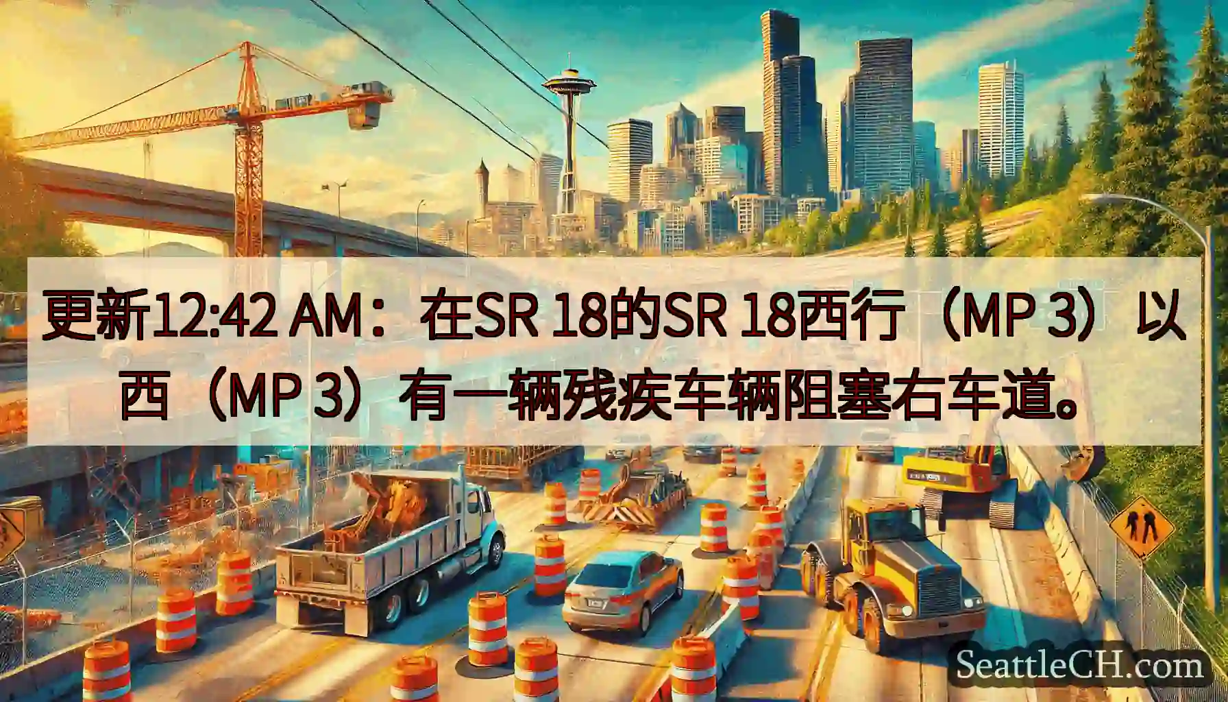 更新12:42 AM：在SR 18的SR 18西行（MP 3）以西（MP