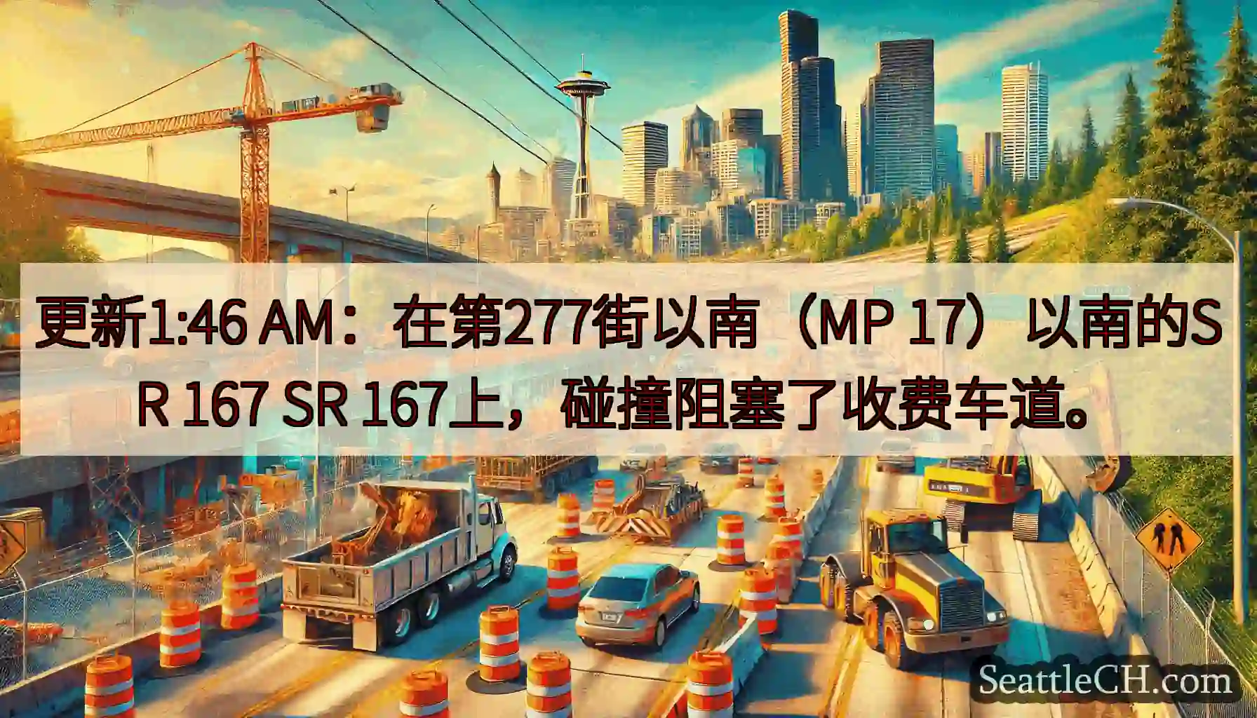 更新1:46 AM：在第277街以南（MP 17）以南的SR 167 SR