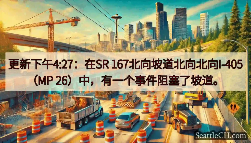 更新下午4:27：在SR 167北向坡道北向北向I-405（MP 26）中，有一个事件阻塞了坡道。