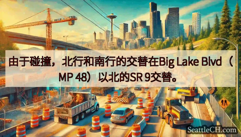 由于碰撞，北行和南行的交替在Big Lake Blvd（MP 48）以北的SR 9交替。