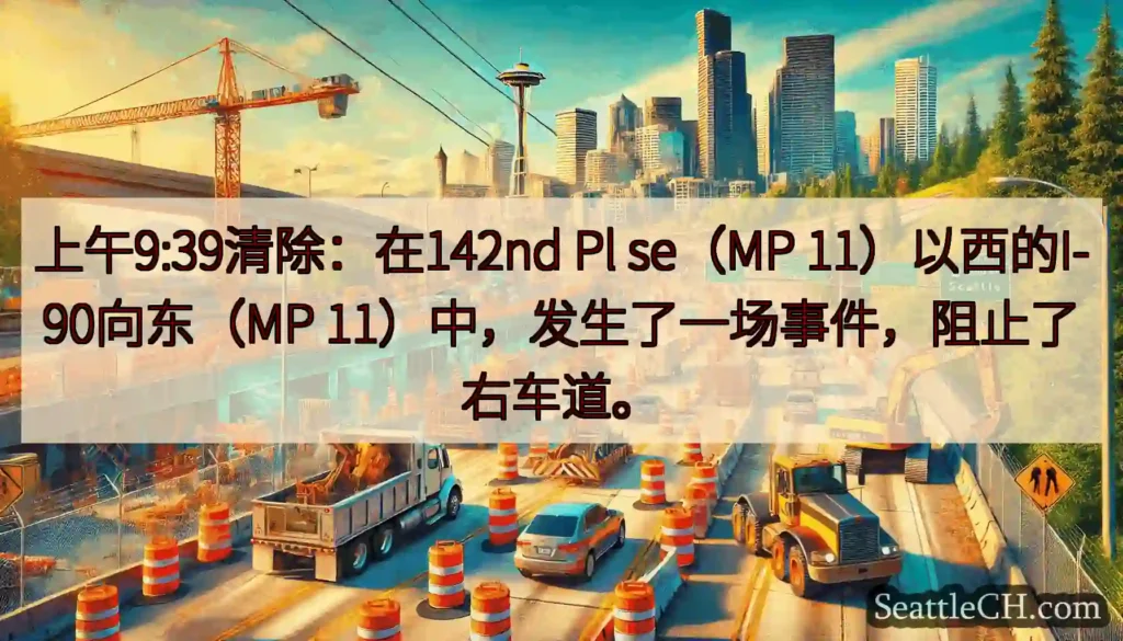 上午9:39清除：在142nd Pl se（MP 11）以西的I-90向东（MP