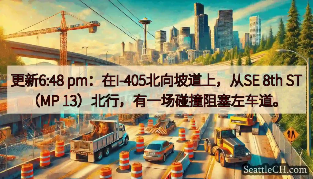 更新6:48 pm：在I-405北向坡道上，从SE 8th ST（MP