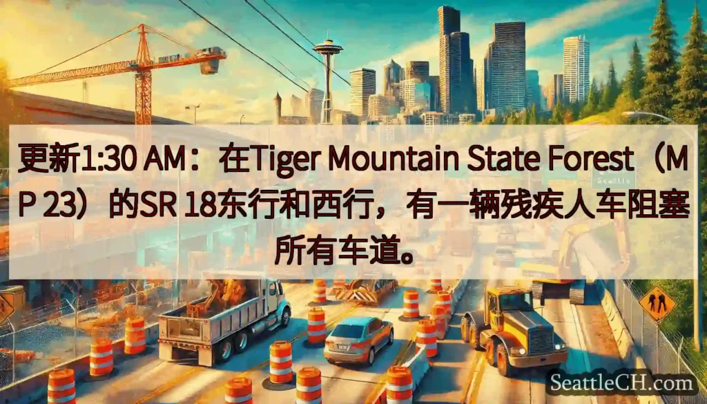更新1:30 AM：在Tiger Mountain State Forest（MP 23）的SR