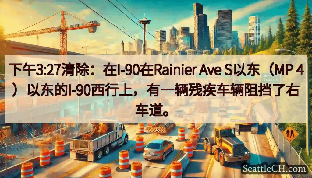 下午3:27清除：在I-90在Rainier Ave S以东（MP