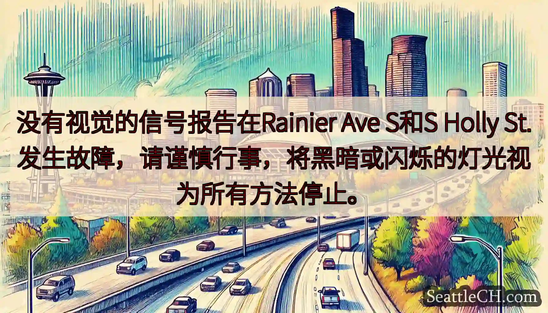 没有视觉的信号报告在Rainier Ave S和S Holly