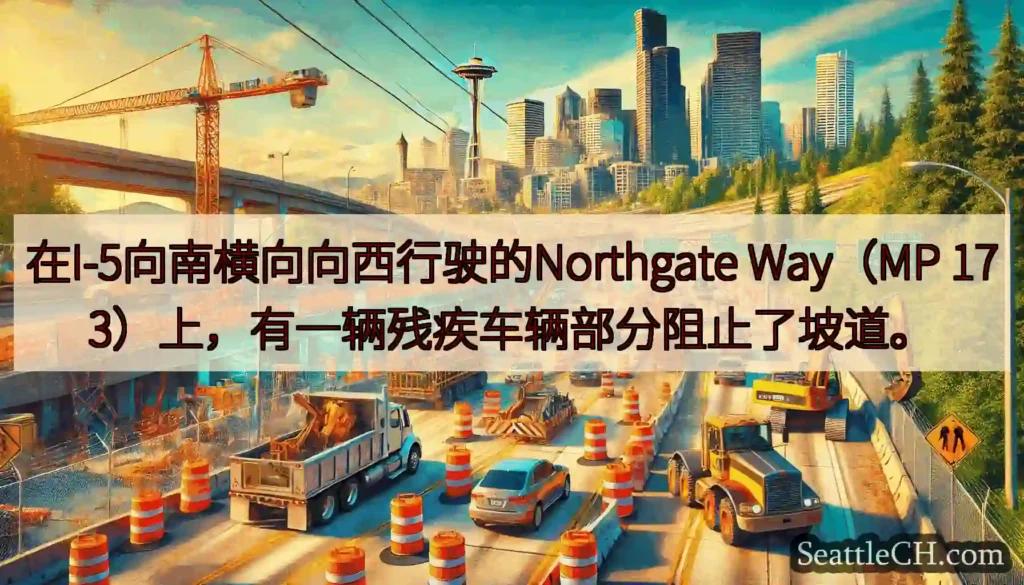 在I-5向南横向向西行驶的Northgate Way（MP