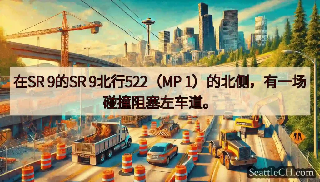 在SR 9的SR 9北行522（MP 1）的北侧，有一场碰撞阻塞左车道。