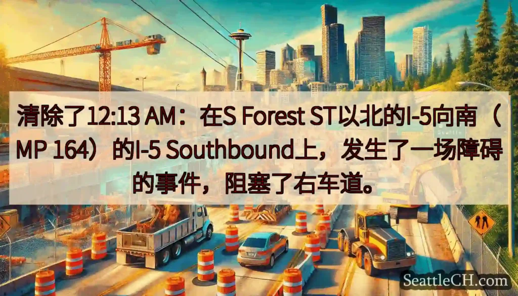 清除了12:13 AM：在S Forest ST以北的I-5向南（MP 164）的I-5