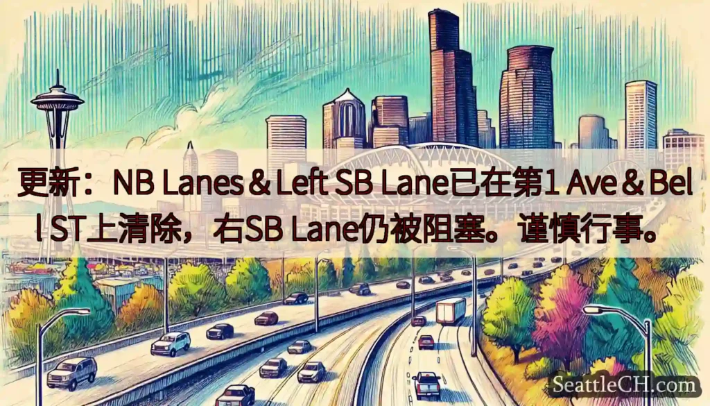 更新：NB Lanes＆Left SB Lane已在第1 Ave＆Bell ST上清除，右SB